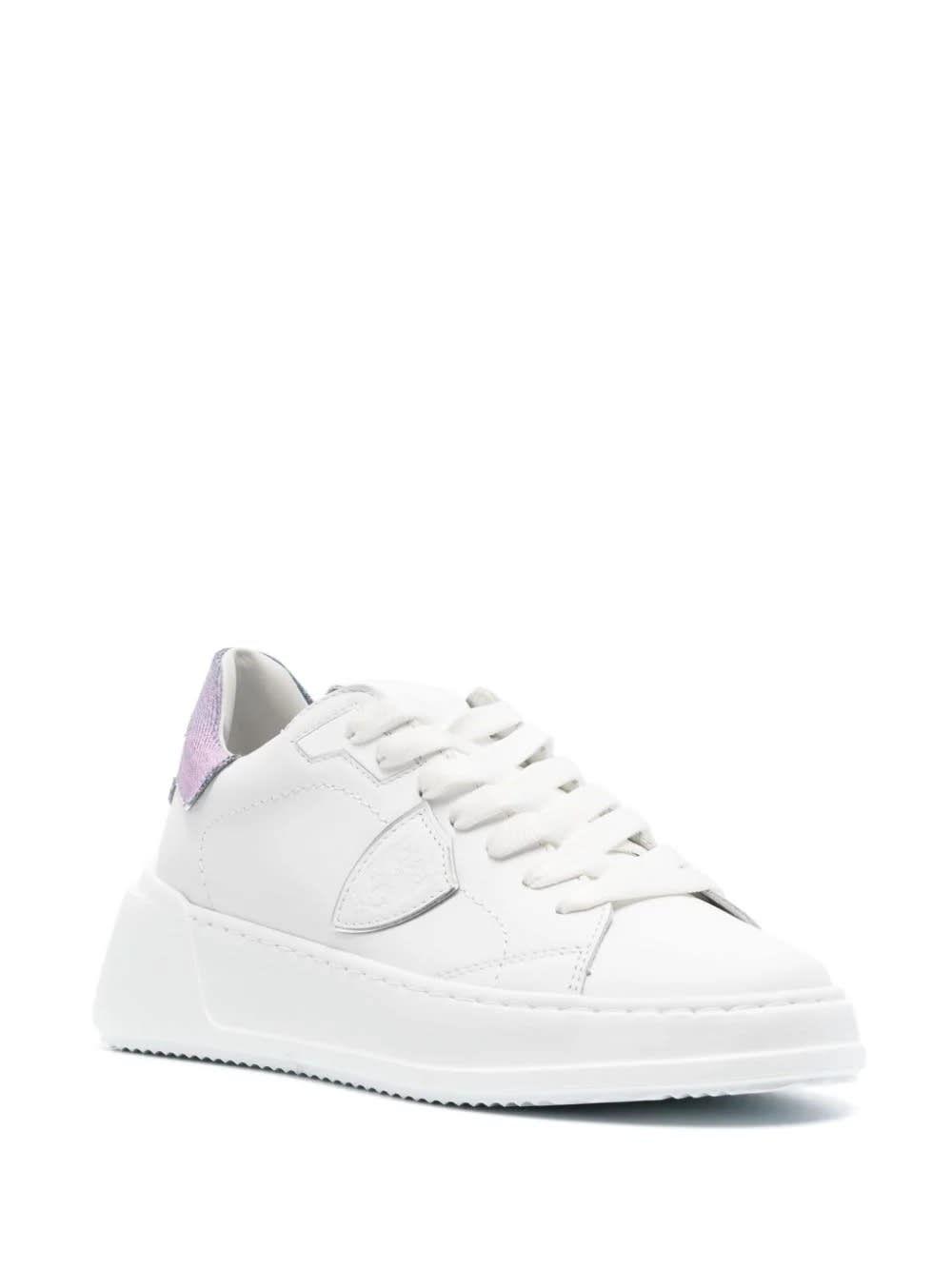 Shop Philippe Model Tres Temple Sneakers - White And Light Blue