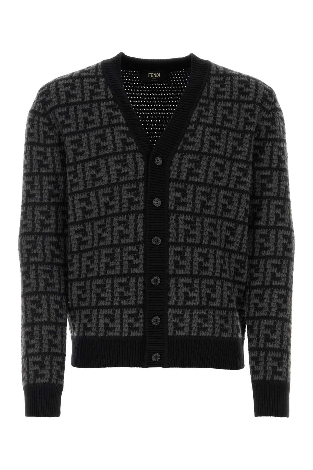 Shop Fendi Embroidered Cashmere Cardigan In Neropeltro