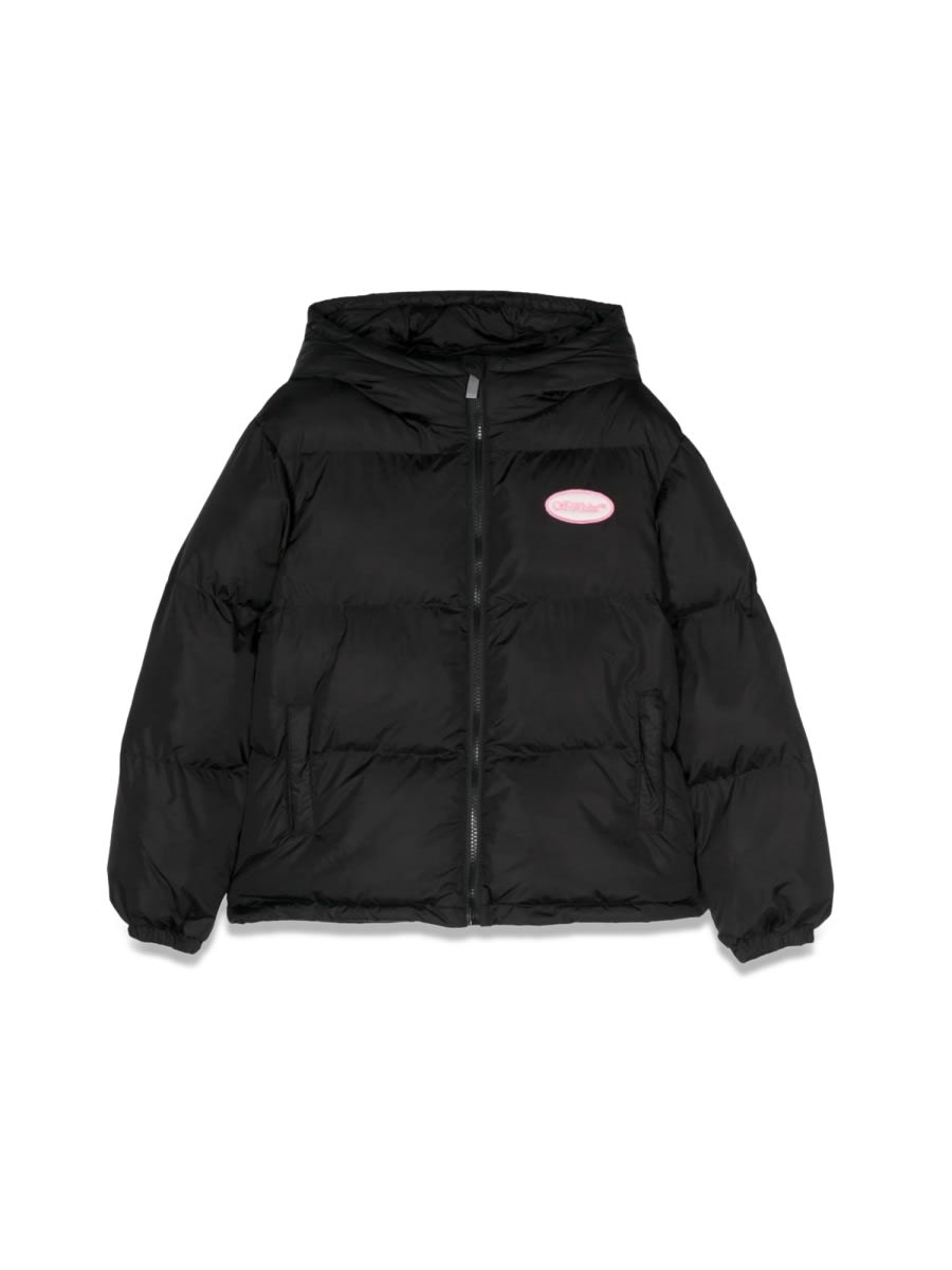 Off-white Logo-patch Padded Jacket In Black