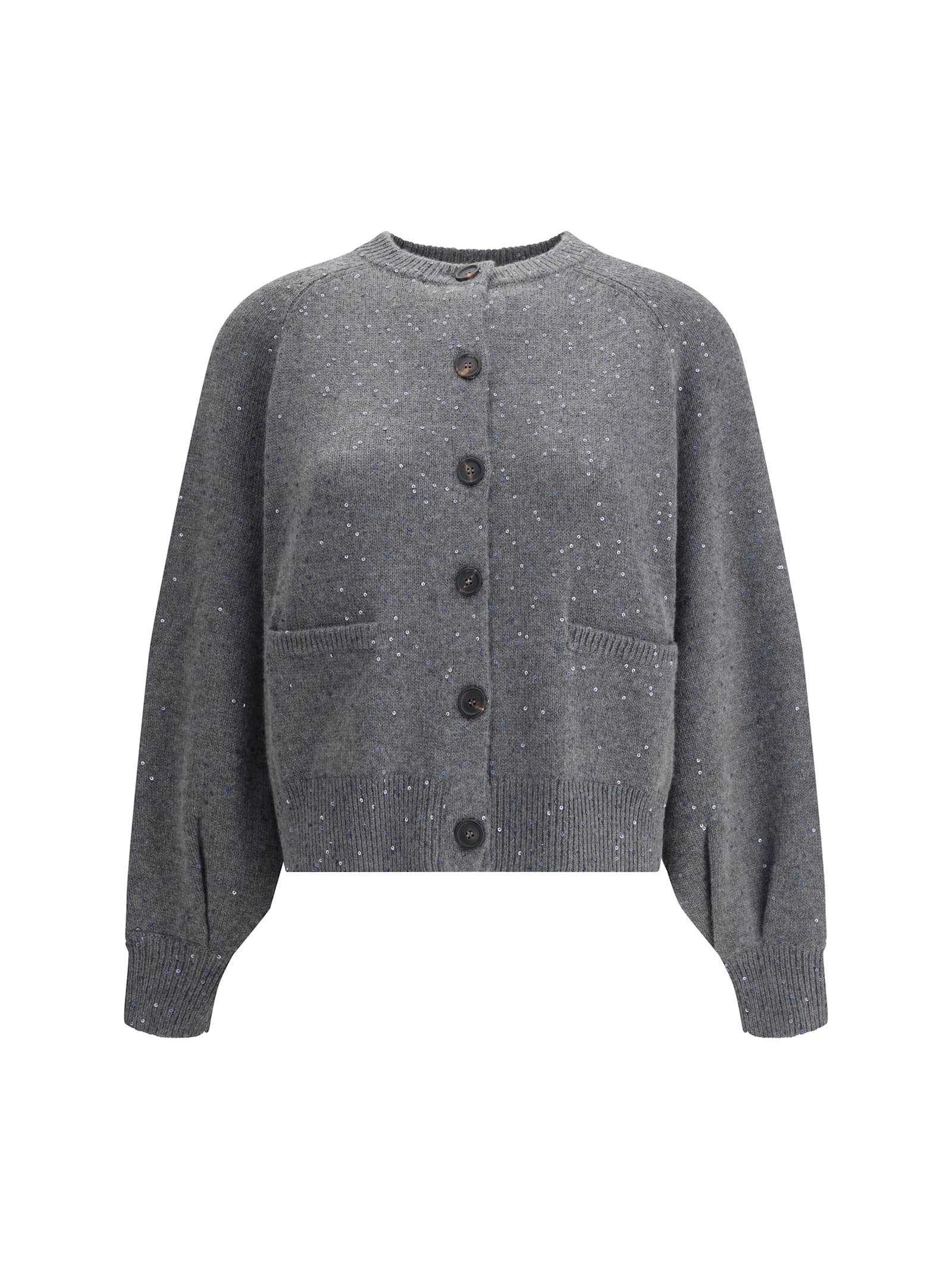 Brunello Cucinelli Sequin Embellished Cardigan In Gray