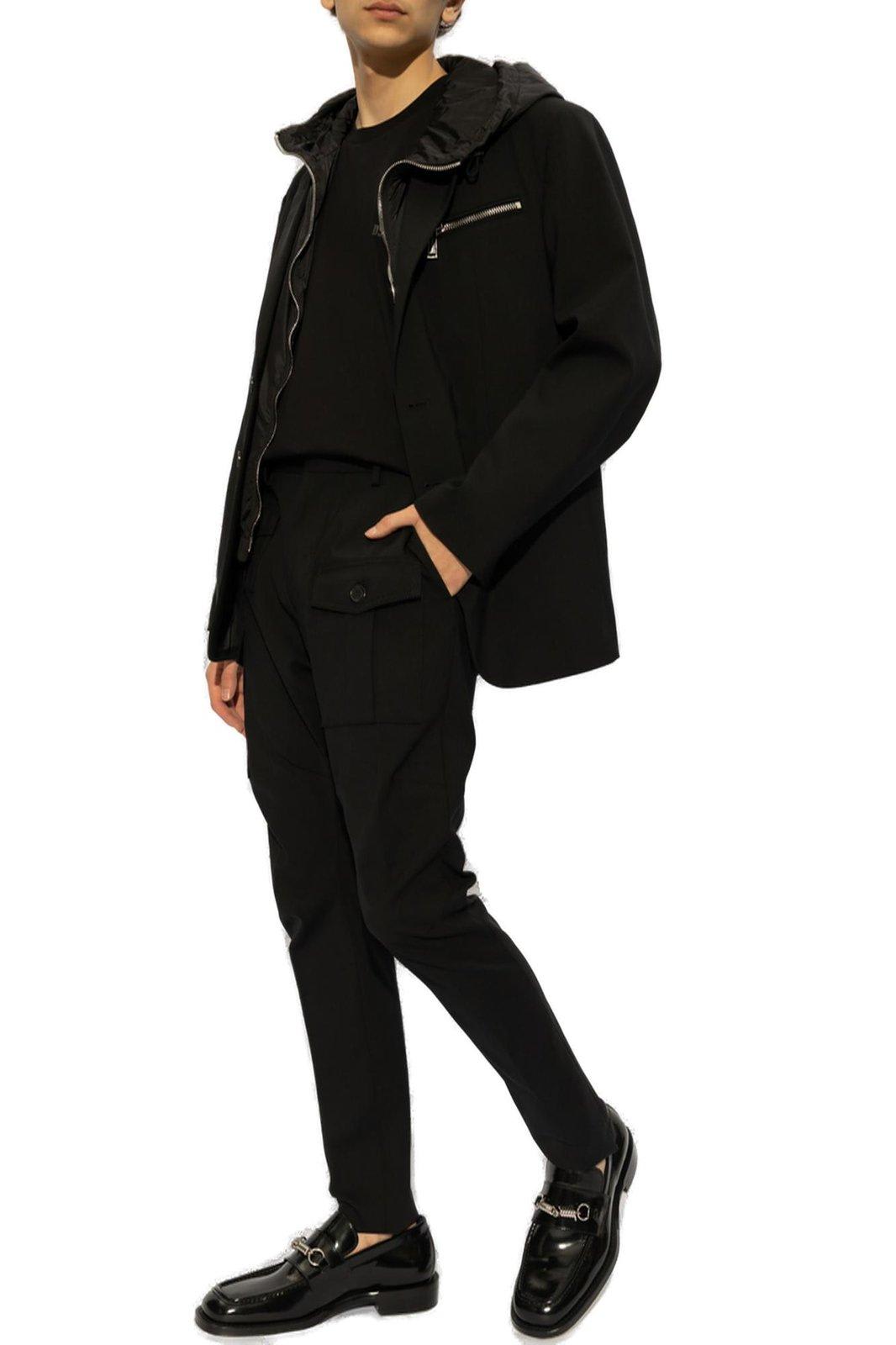 Dsquared2 Mid-rise Tapered Cargo Trousers In Black