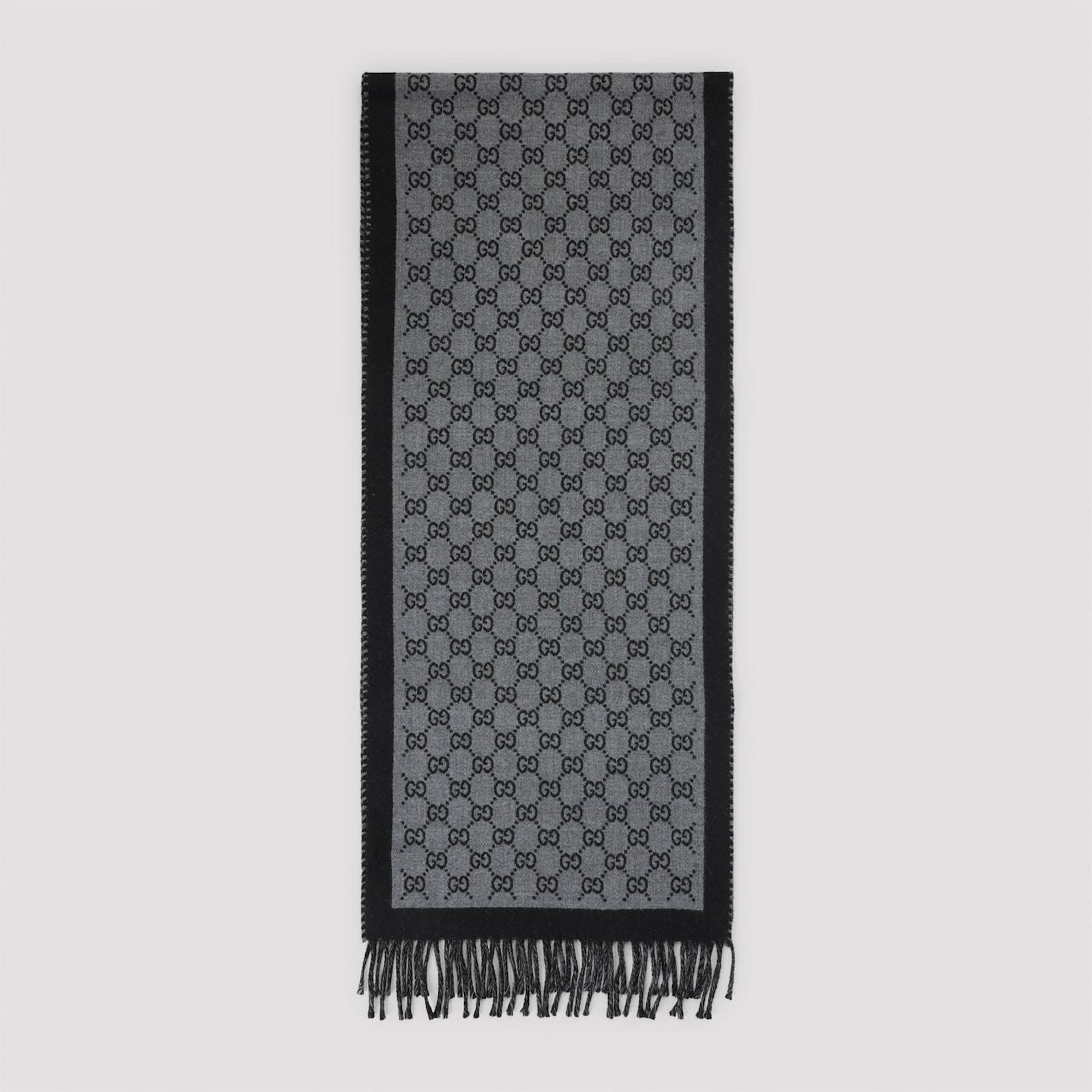 Gucci New Moon Wool Scarf Men In Black