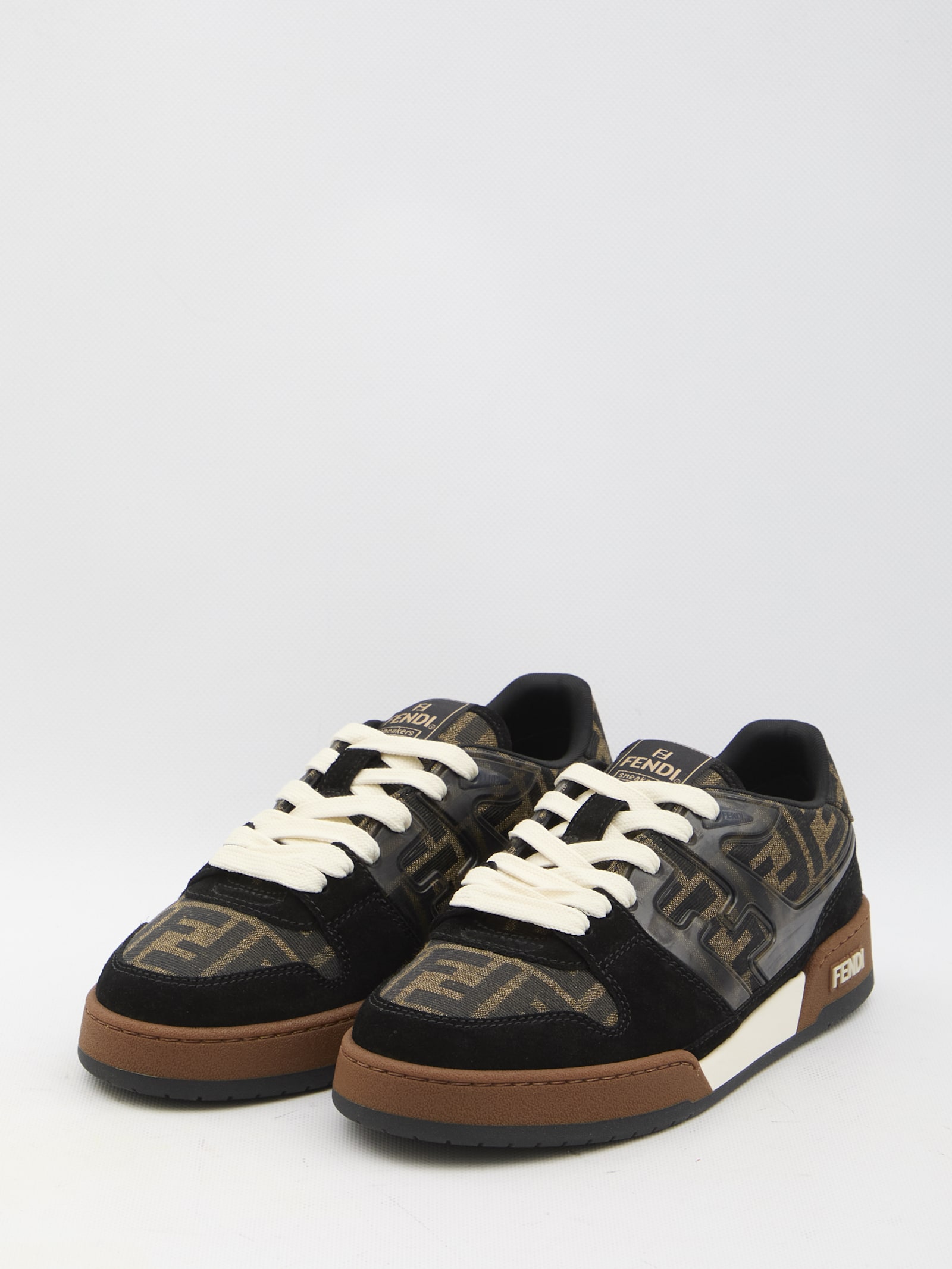 Shop Fendi Match Sneakers In Beige