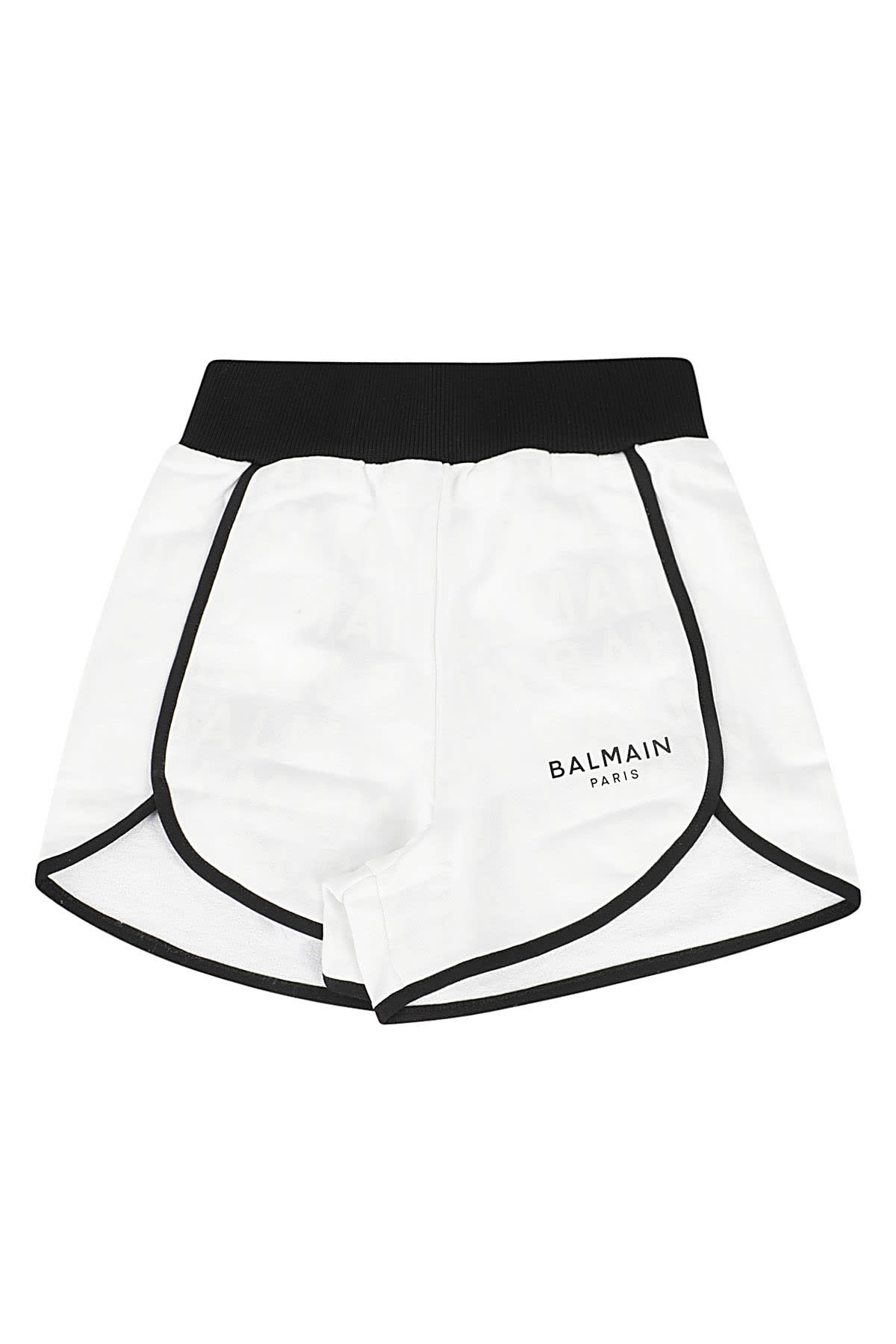 Shop Balmain Jersey Shorts In Ne White Black