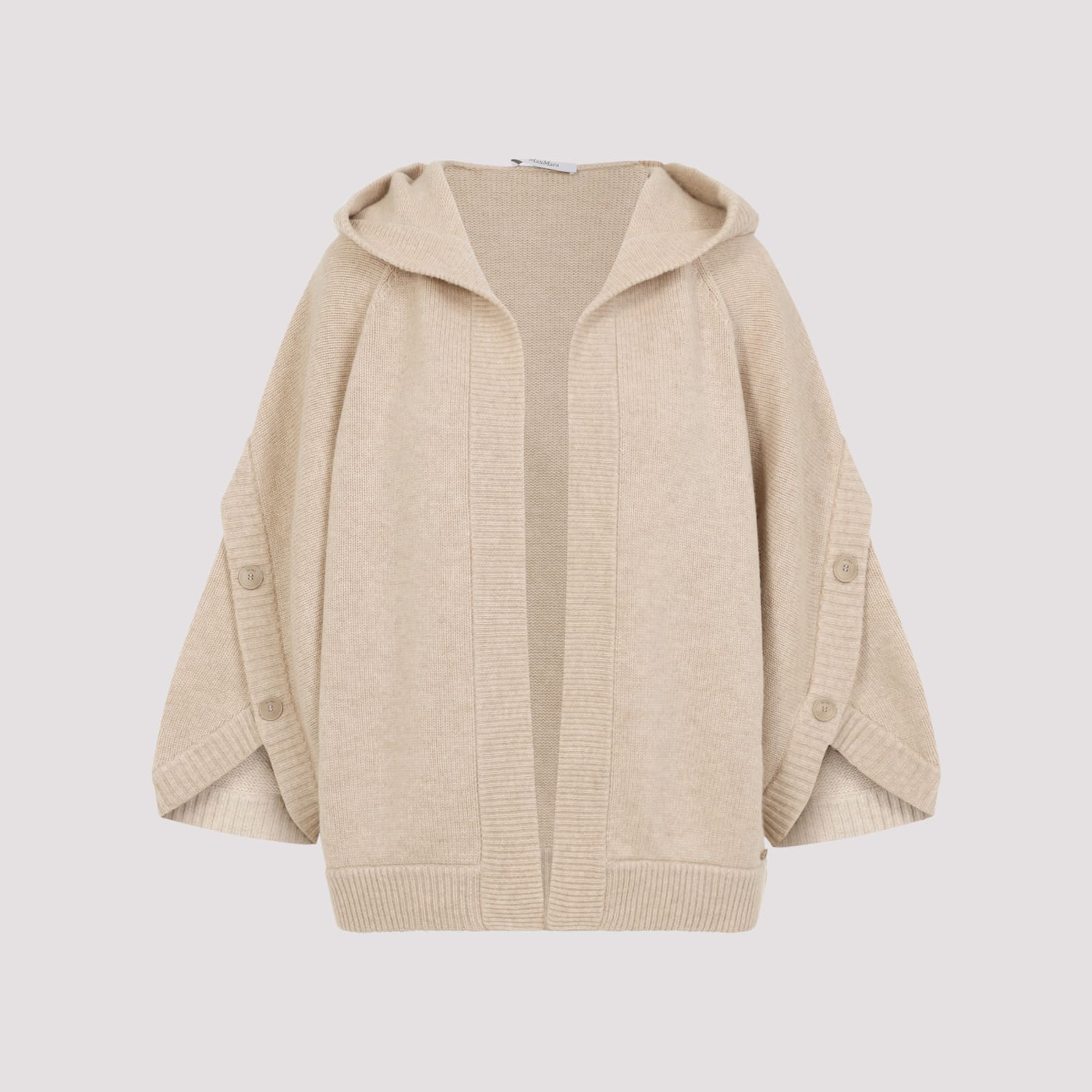 Max Mara Vals Hooded Wool And Cashmere-blend Cardigan In Brown