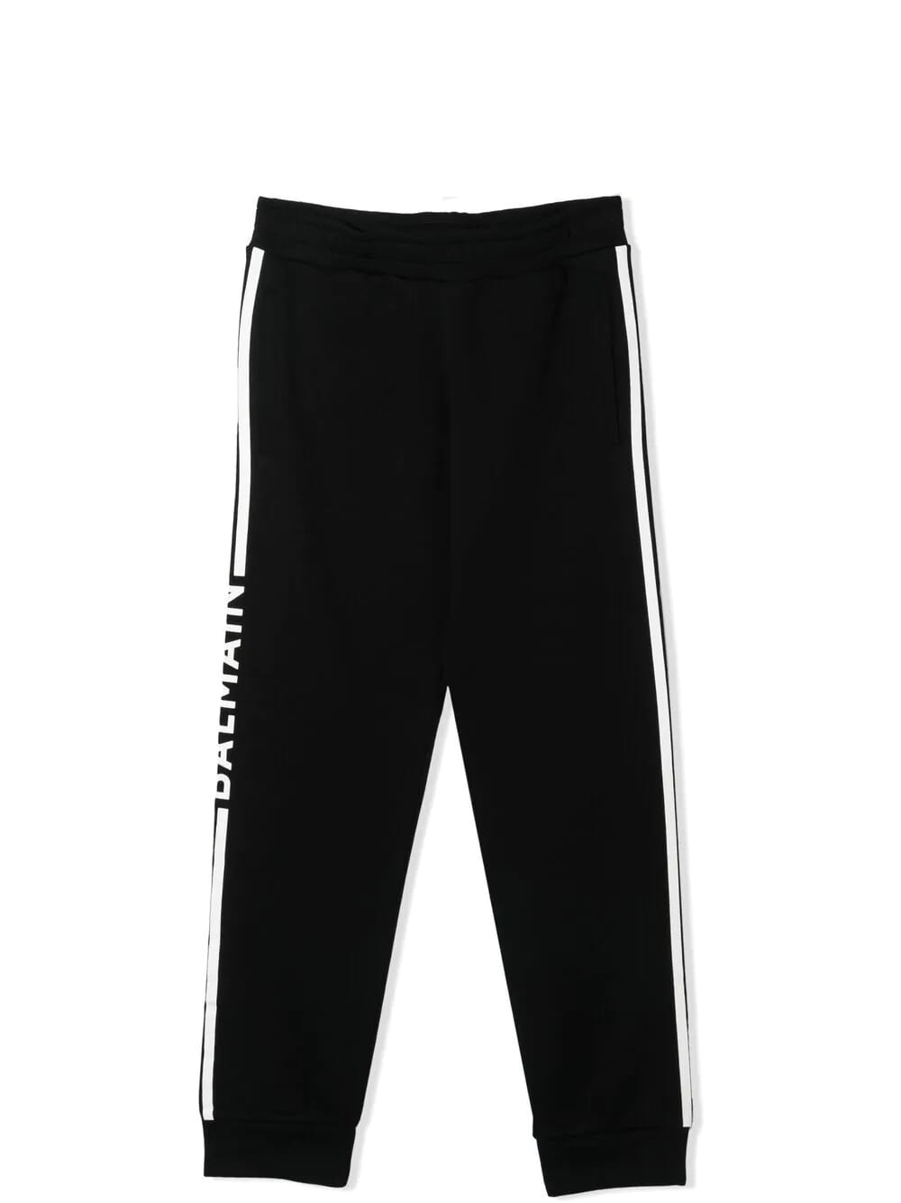 Balmain Kids' Sporty Trousers With Side Print In Nero-bianco