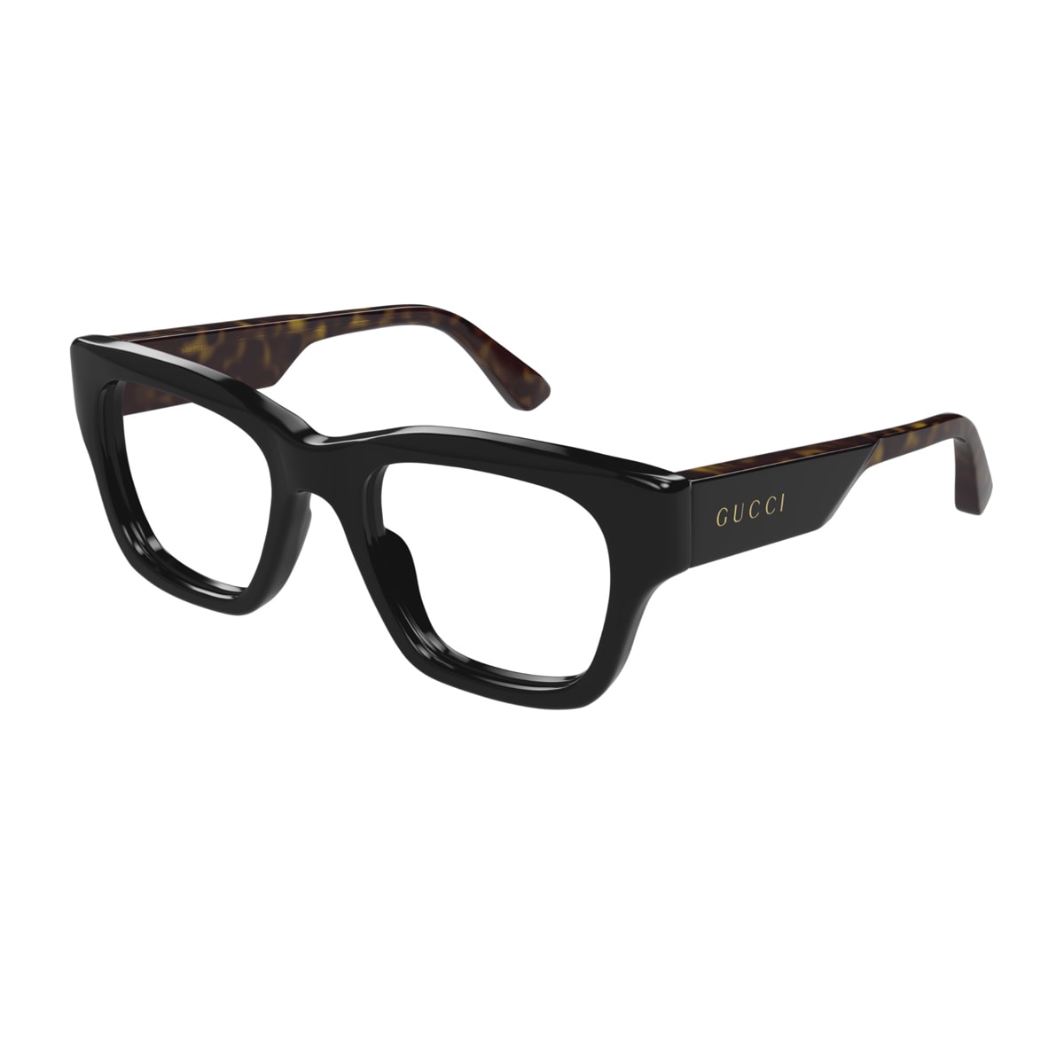 Shop Gucci Gg1669o Linea Lettering 005 Black Havana Glasses In Marrone