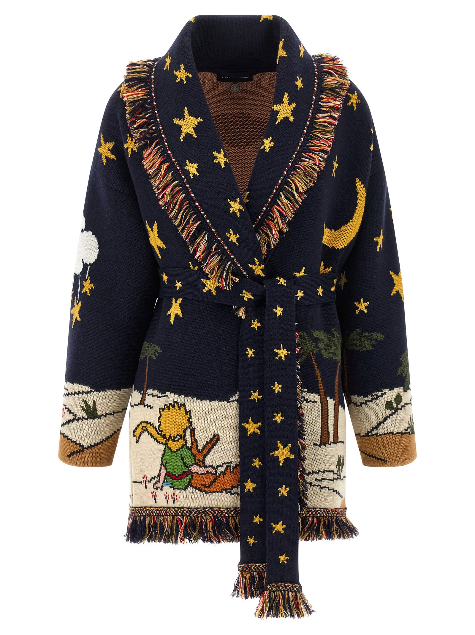 Alanui The Little Prince Long Cardigan With Fringe In Multi