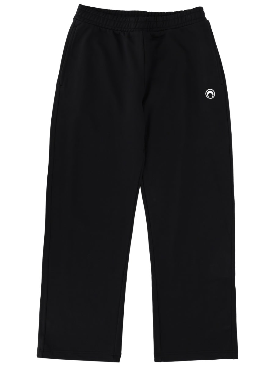 Marine Serre Moon Logo Fleece Sweatpants In Black