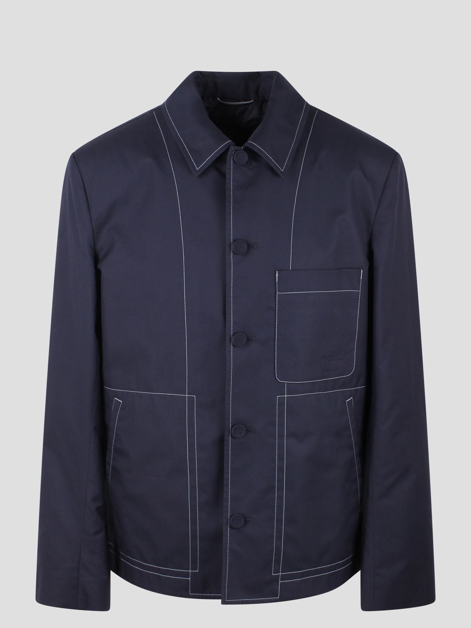 Shop Dior Workwear Jacket In Blue