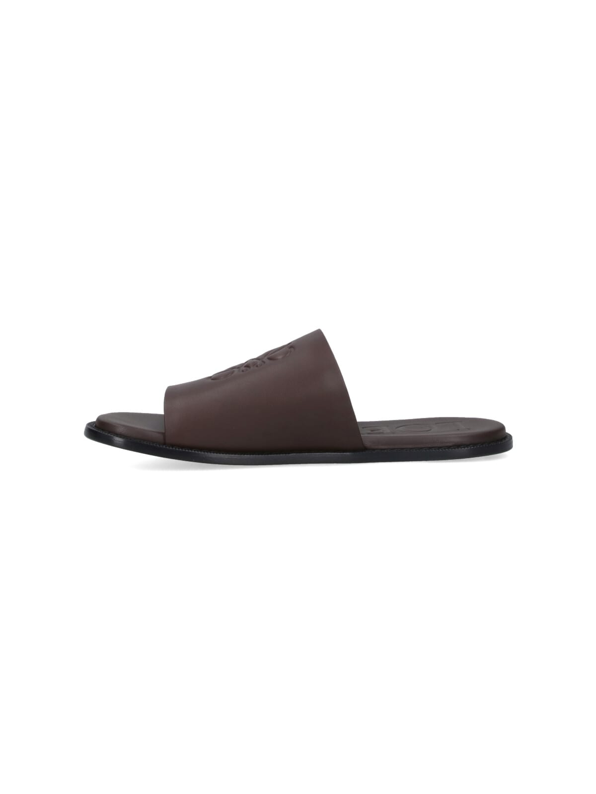 Loewe Flex Anagram Leather Slides In Brown