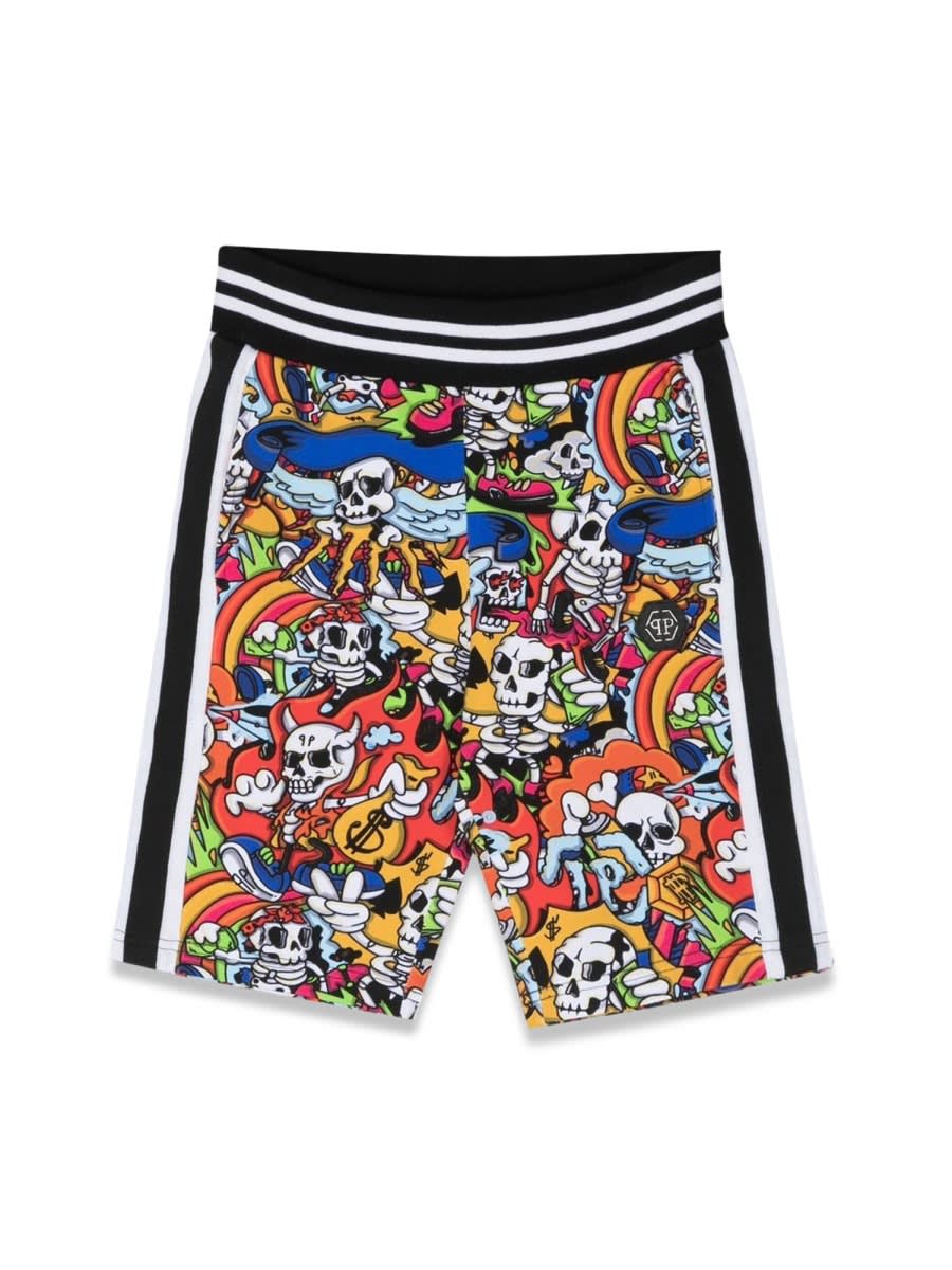 Philipp Plein Bermuda Skulls Dollars In Multicolour