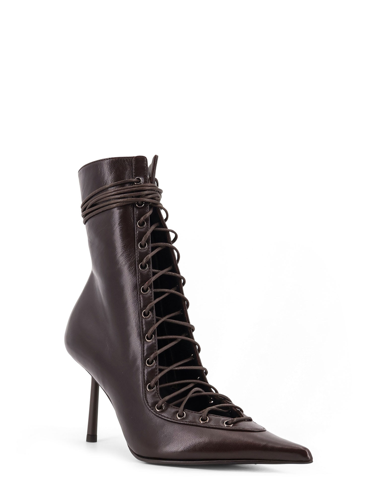 Le Silla 80mm Colette Lace-up Pointed-toe Ankle Boots In Brown