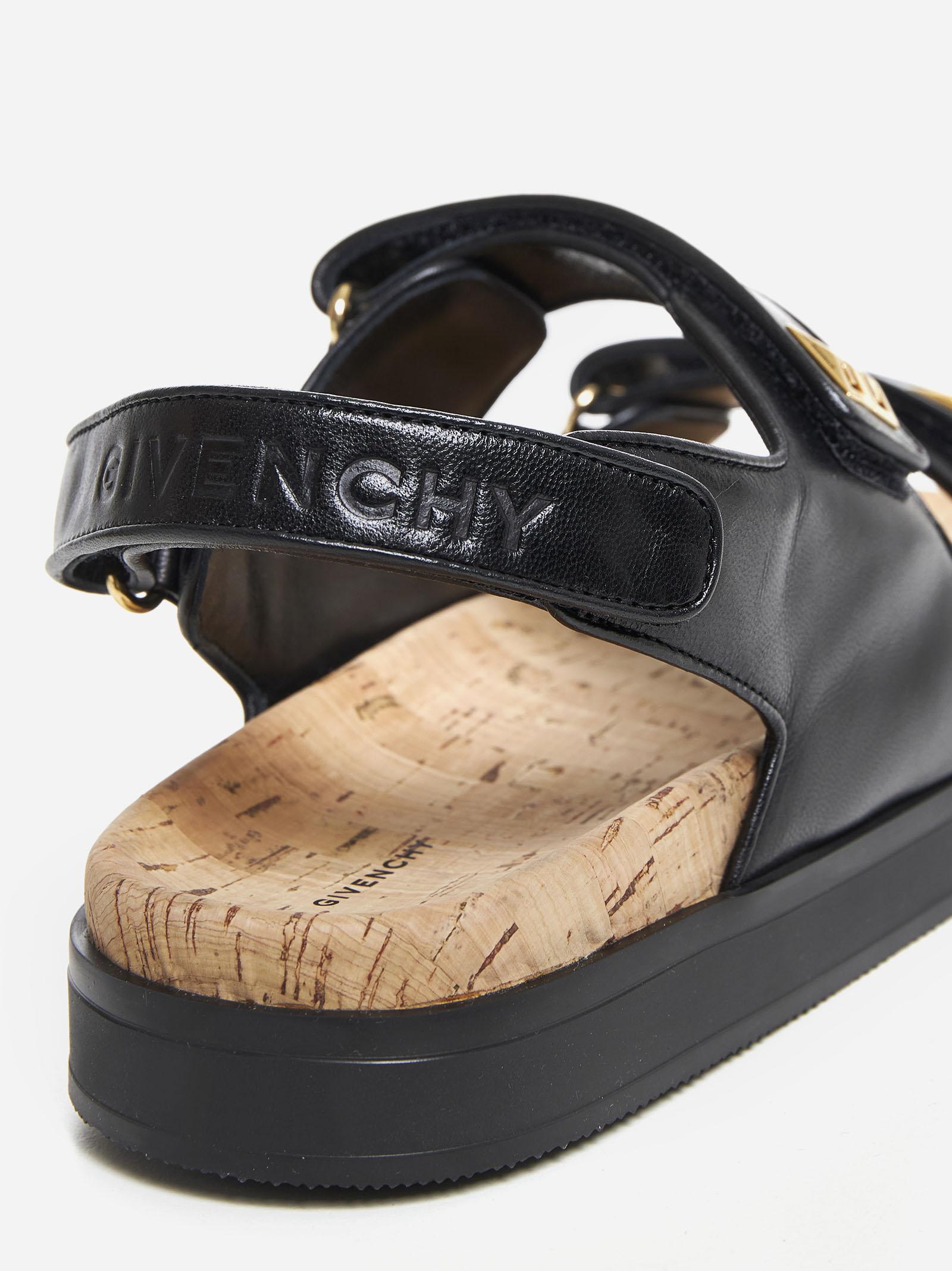 Shop Givenchy 4g Leather Flat Sandals In Black