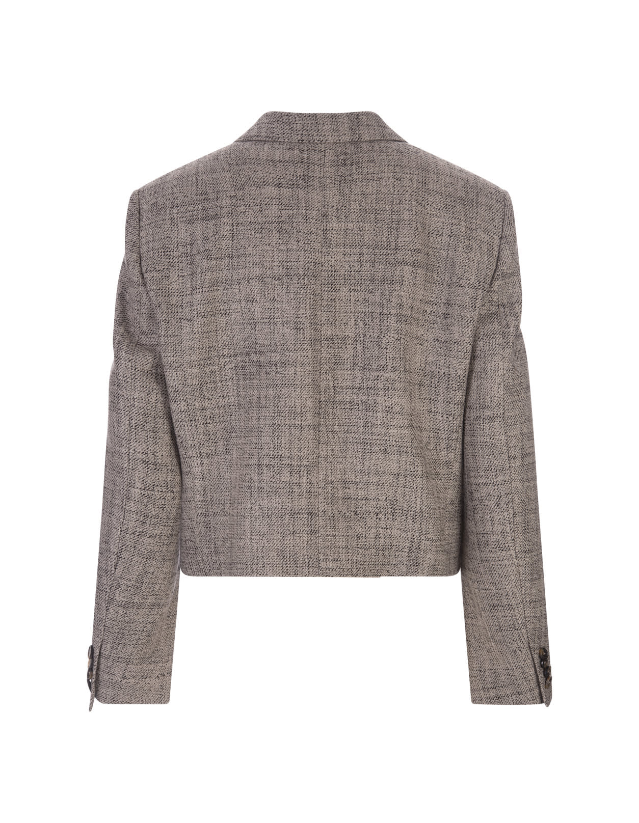 Stella Mccartney Oat Double-breasted Short Wide Blazer In Brown