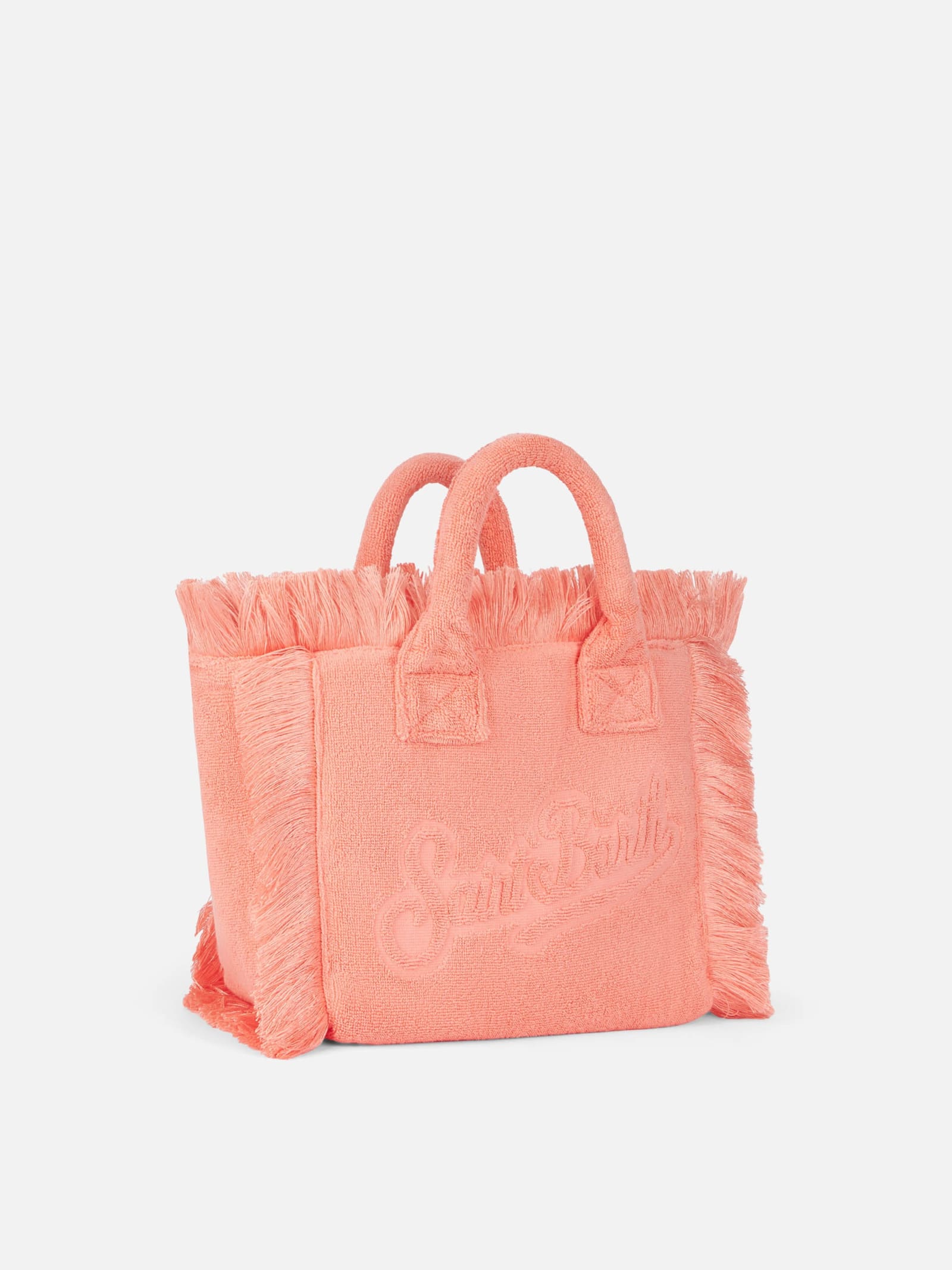 MC2 SAINT BARTH PEACH COLETTE TERRY EMBOSSED HANDBAG 