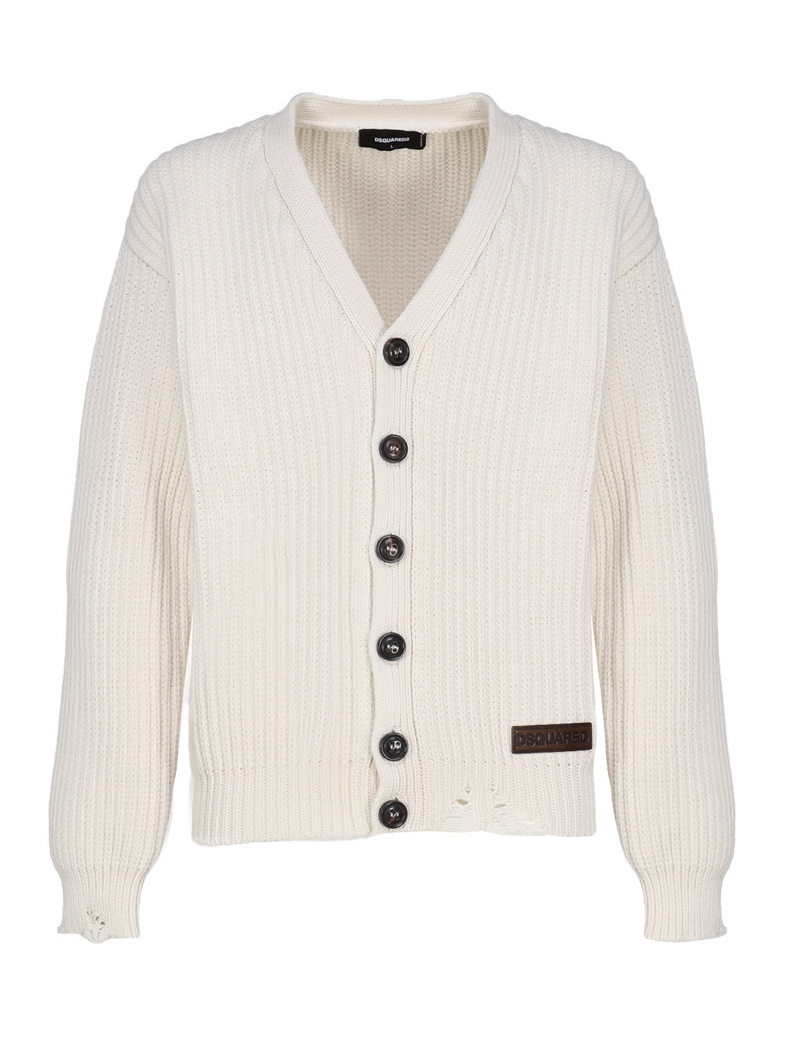 DSQUARED2 CARDIGAN WITH LEATHER PATCH