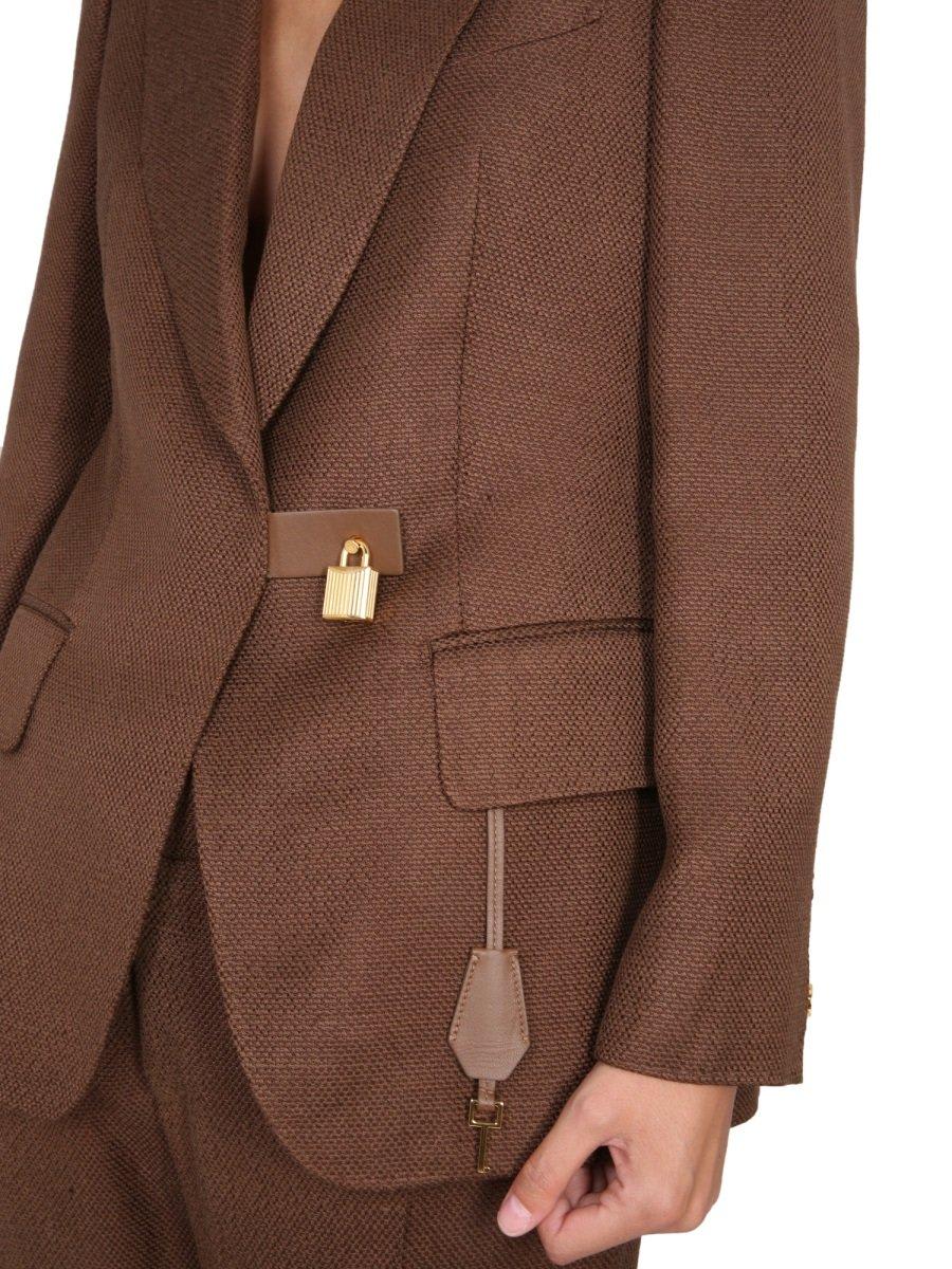 Shop Tom Ford Padlock Single-breasted Blazer In Brown