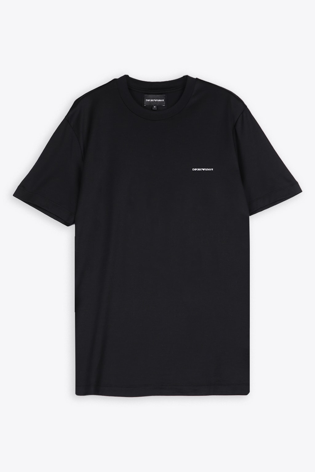 EMPORIO ARMANI T-SHIRT BLACK LYOCELL T-SHIRT WITH CHEST LOGO