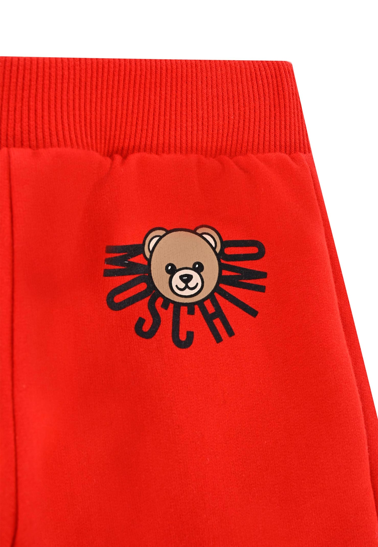 Moschino Red Trousers For Babykids With Teddy Bear In Red