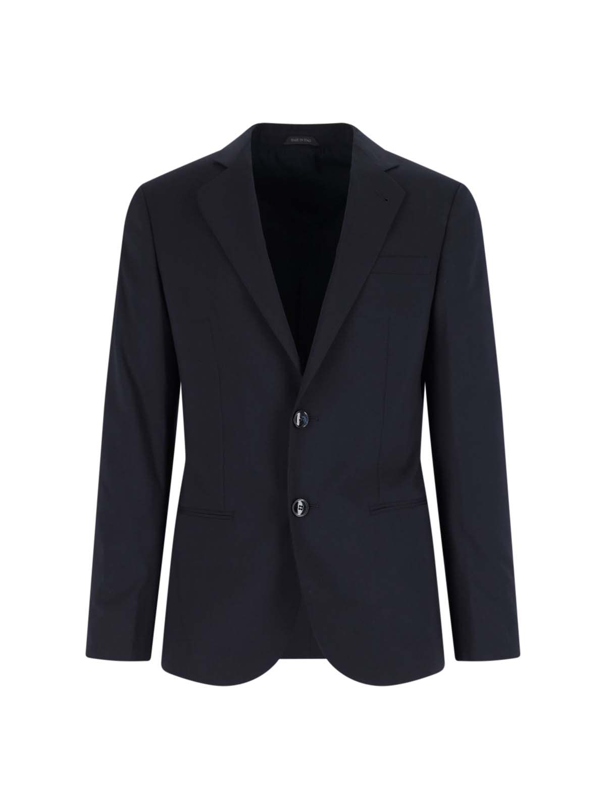 Giorgio Armani Navy Virgin Wool Tailored Suit In Blue