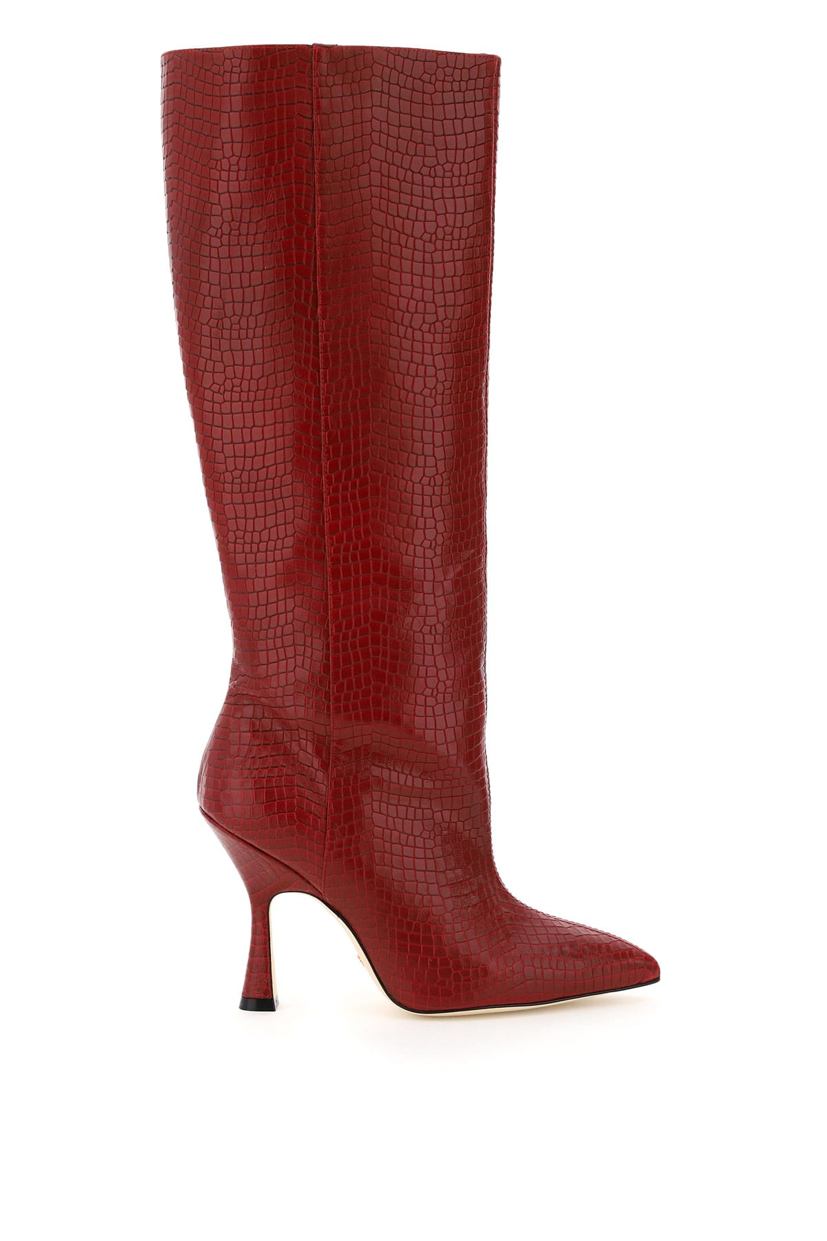 Buy Stuart Weitzman Parton Crocodile Embossed Leather Boots online, shop Stuart Weitzman shoes with free shipping