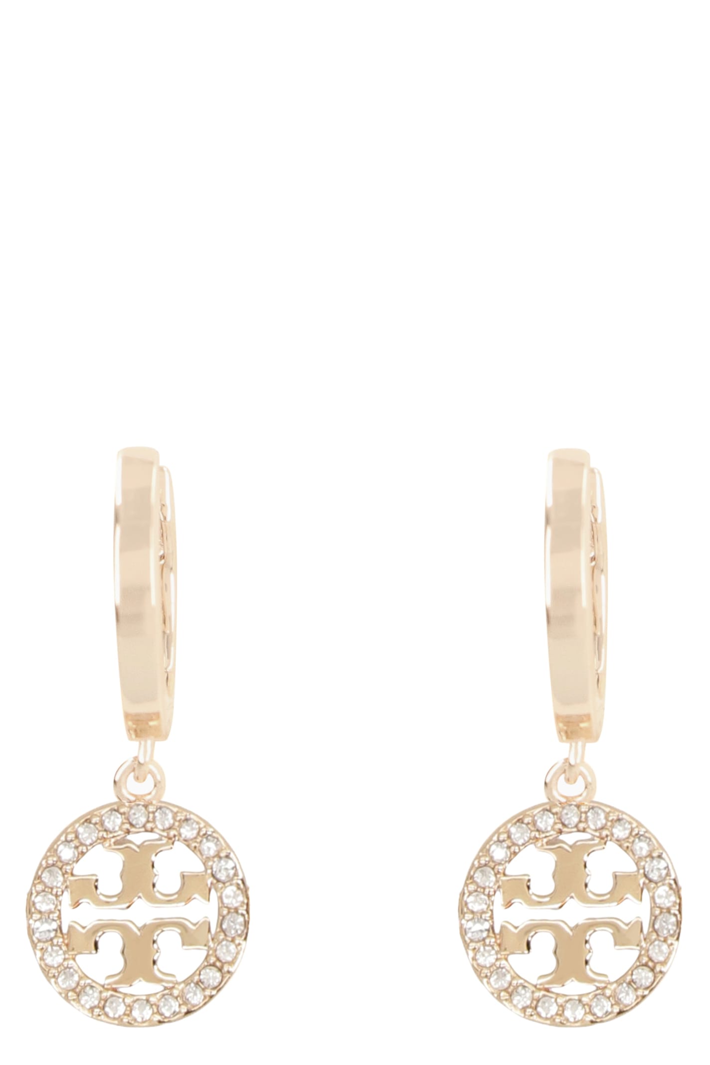 Shop Tory Burch Miller Logo Hoop Earrings In Gold