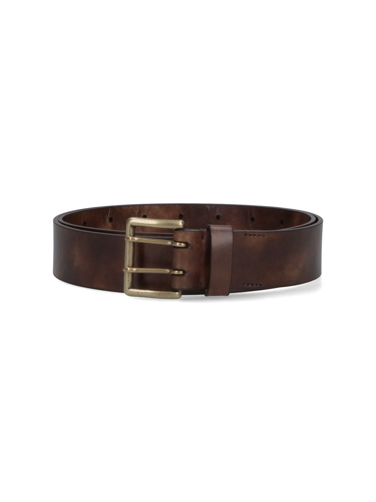 Auralee Adjustable Metal Buckle Belt Multiple Holes In Brown