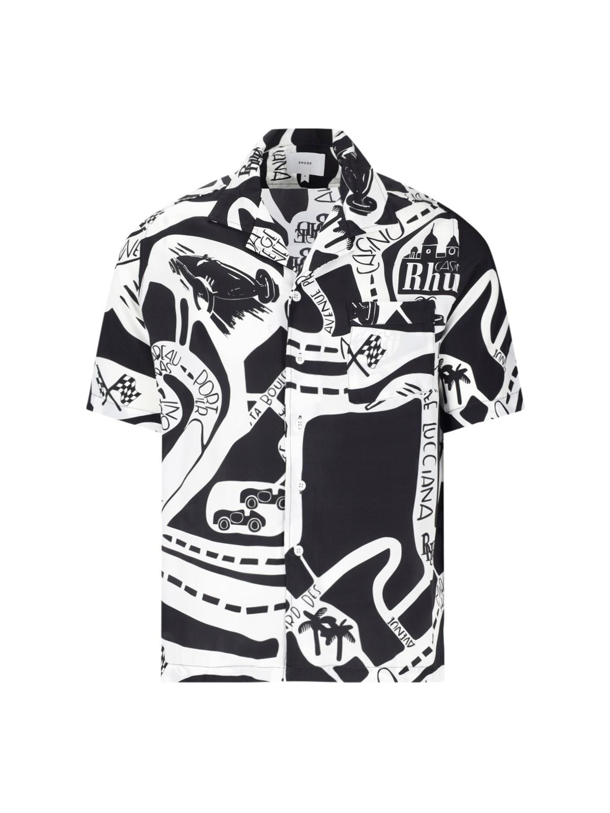 Shop Rhude Printed Shirt In Black/white
