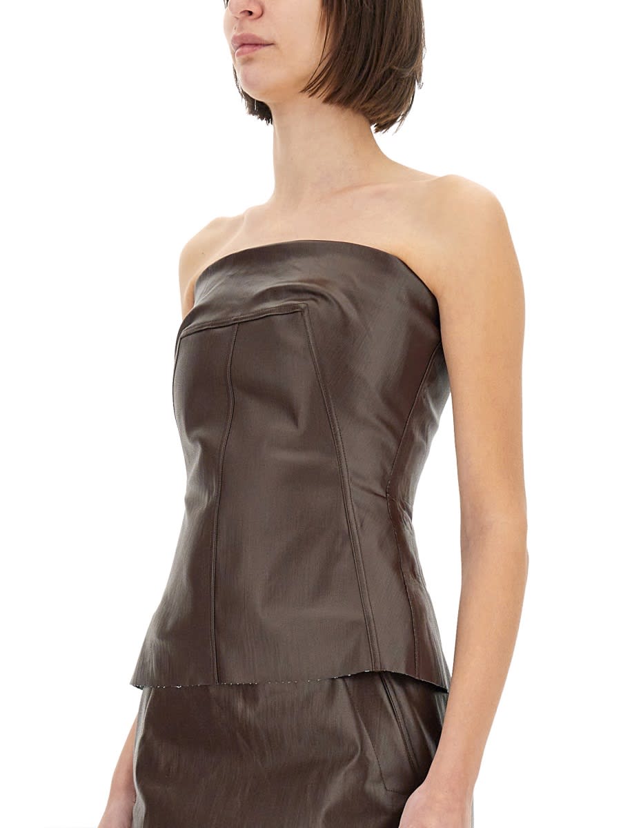Rick Owens Brown Hollywood Bustier Denim Top In Brown