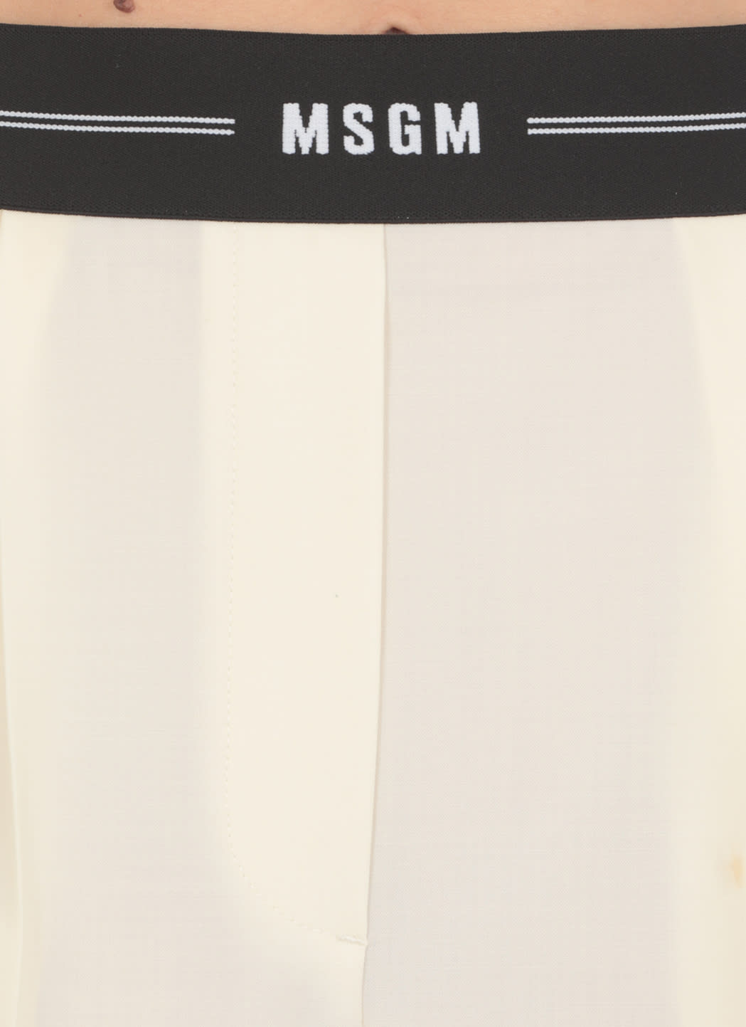 Shop Msgm Wool Logo Waist Trousers In Beige