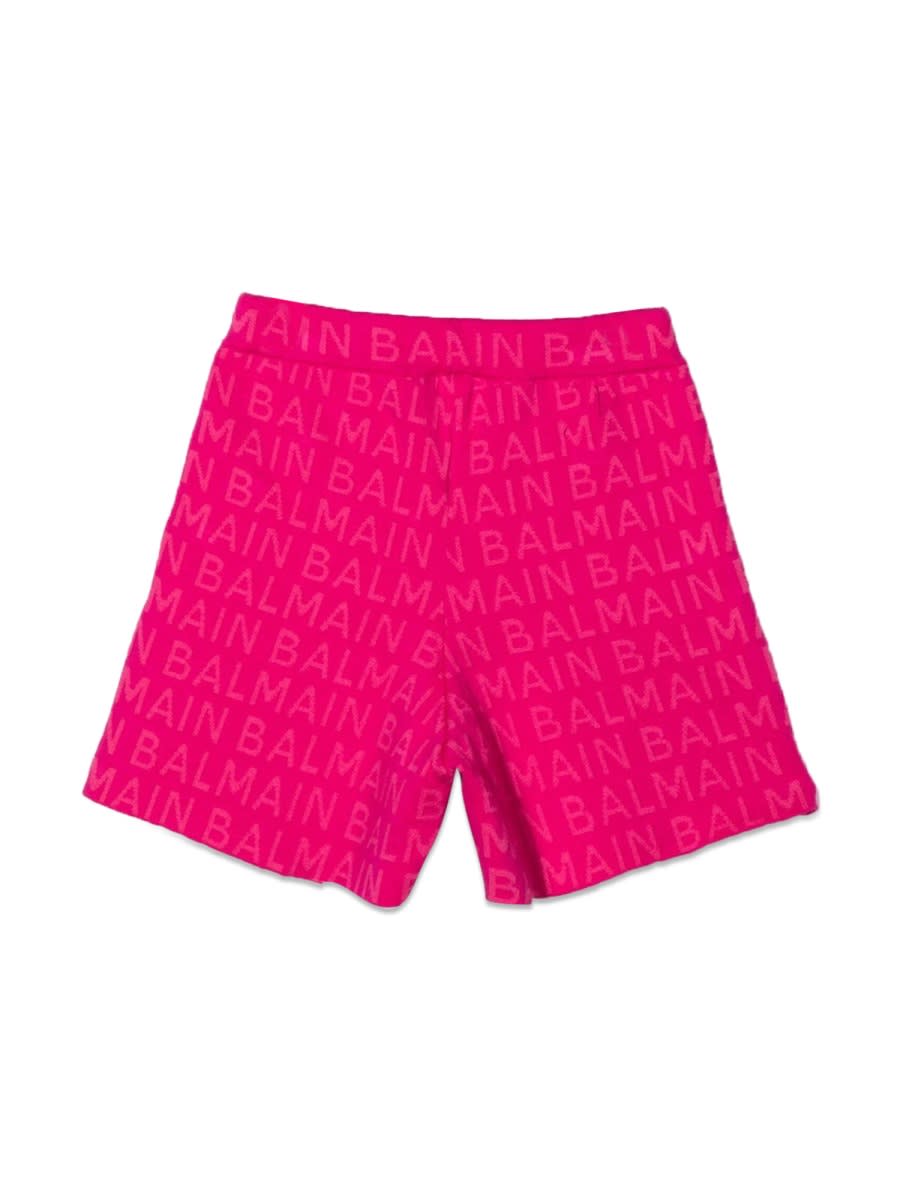 Shop Balmain Bermuda Gold Side Buttons In Fuchsia