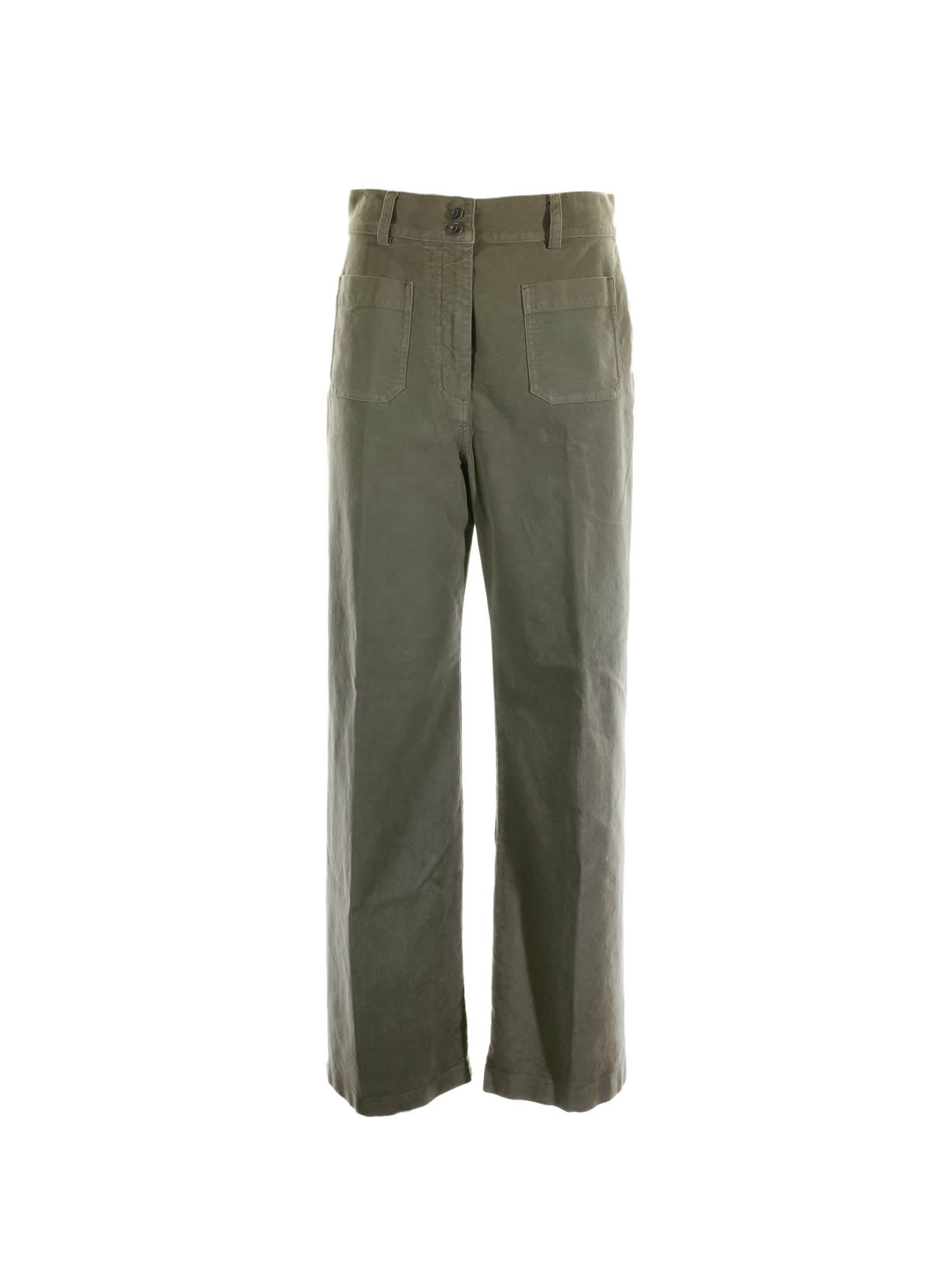 Military Green Trousers With Pockets