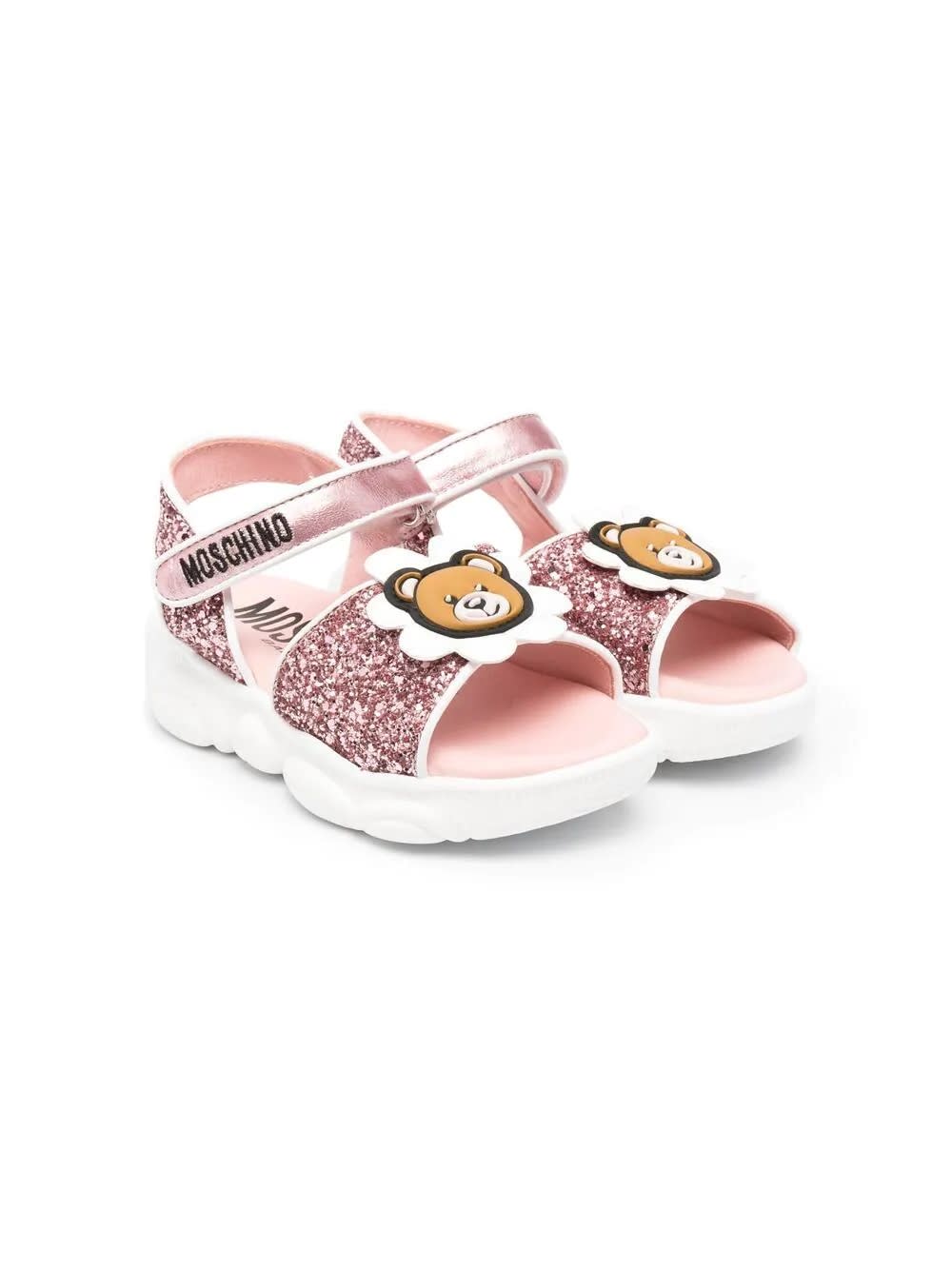 Moschino Kids' Sandals With Applications In Pink