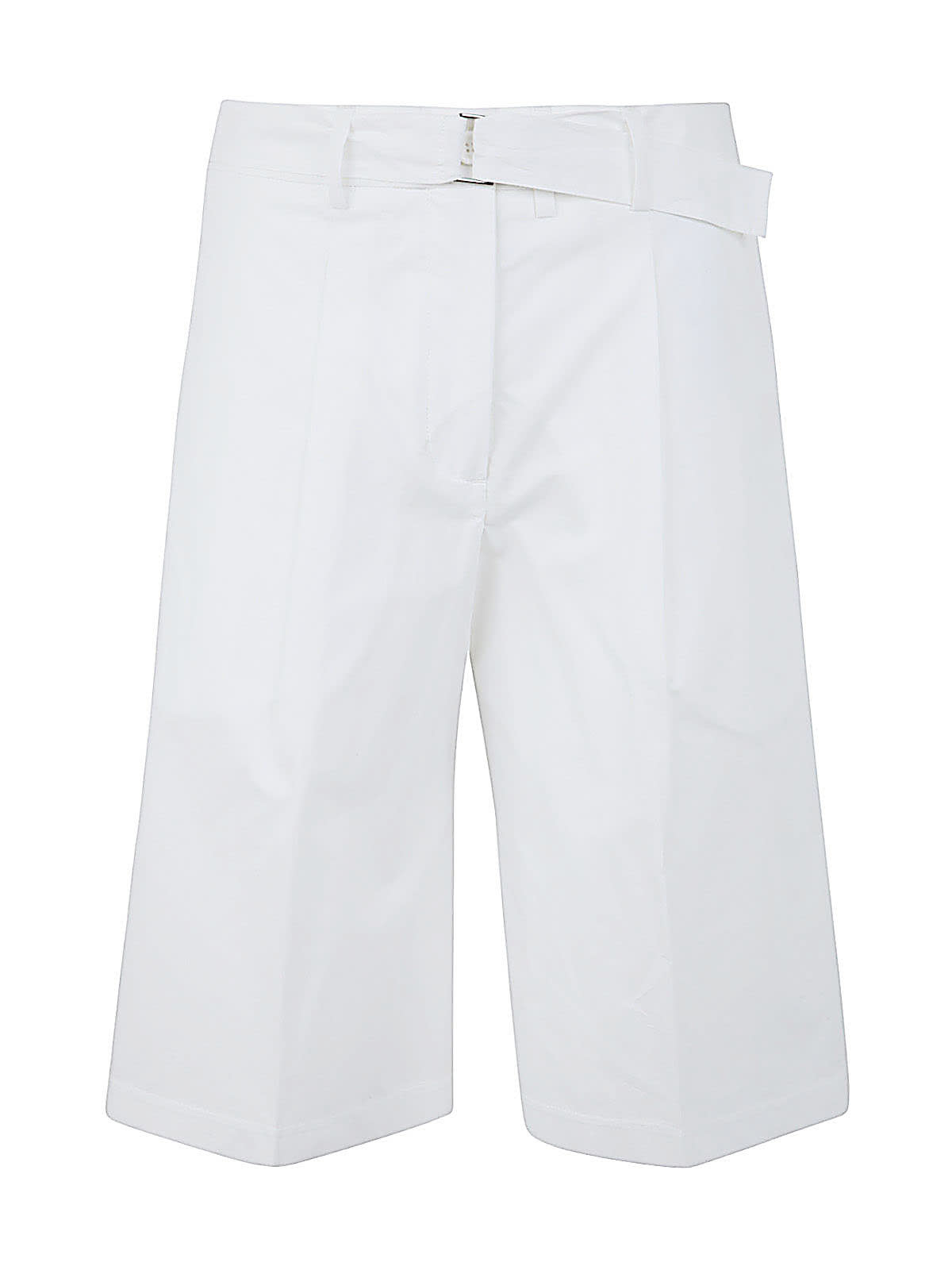 Seventy Bermuda With Elastic Band And Belt In Bianco