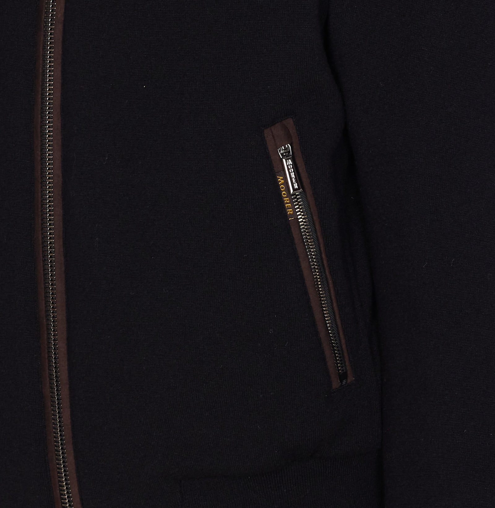 Moorer Padded Fleece Zip-up Jacket With Detachable Faux-fur Collar In Black