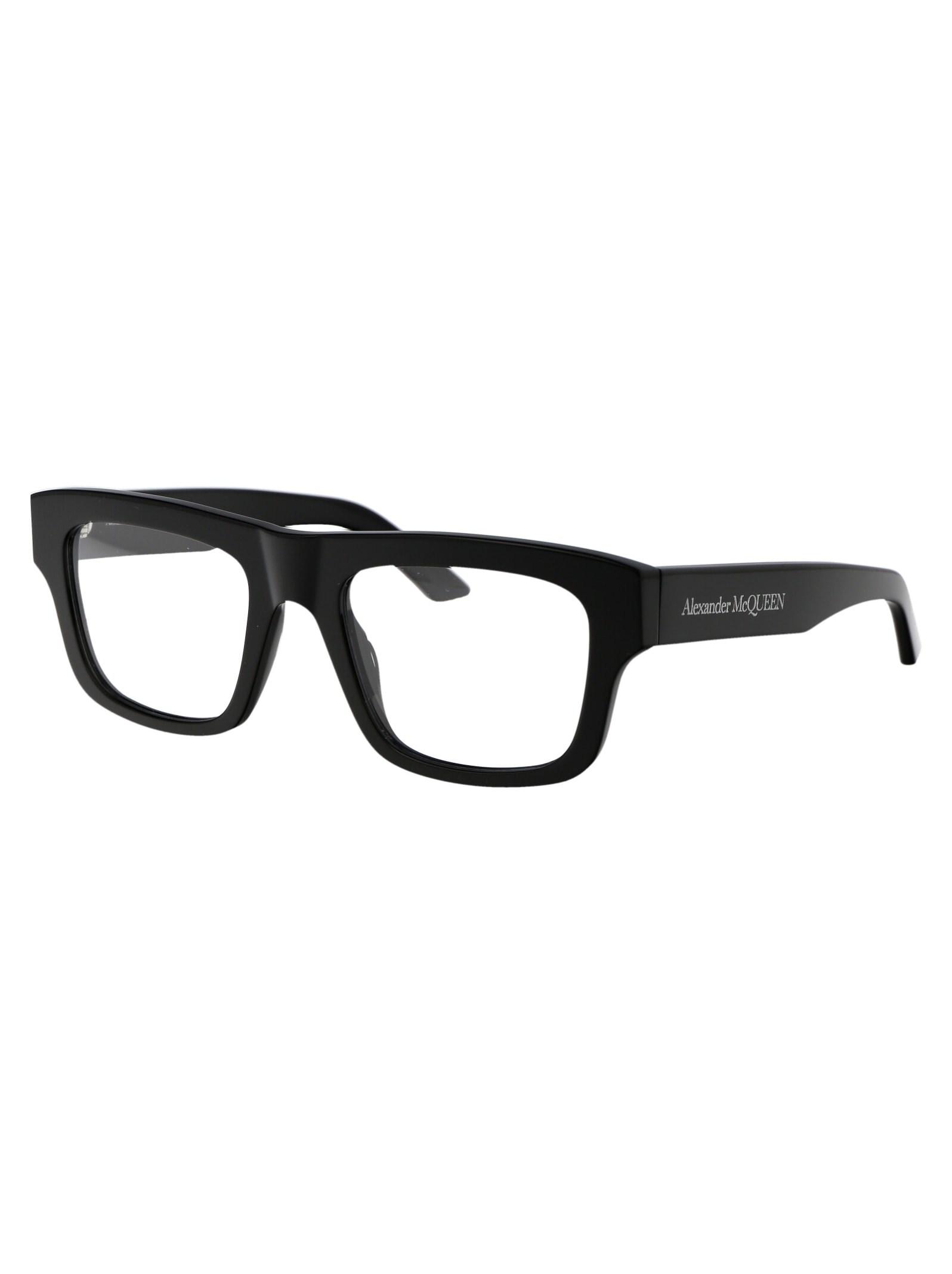 Shop Alexander Mcqueen Am0452o Glasses In 001 Black Black Transparent