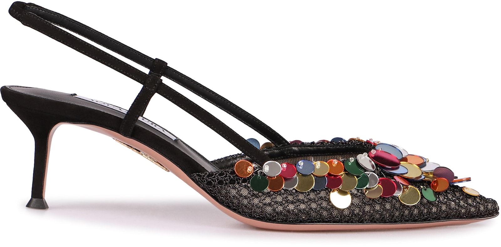 Aquazzura Can Can 105 Sequined Mesh And Suede Slingback Pumps In Black