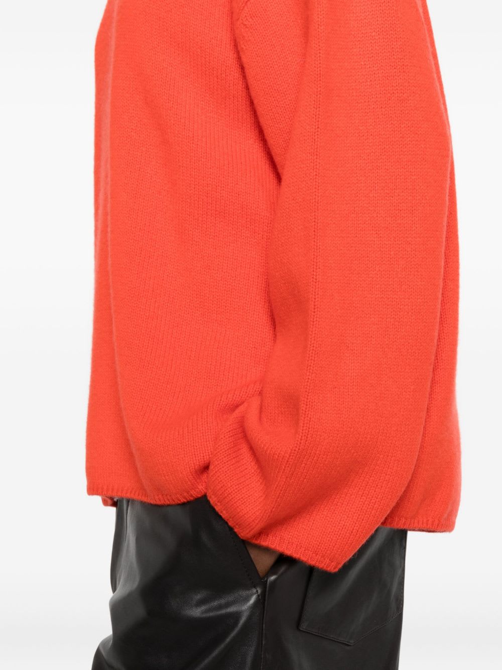 Goat Soft Wool Crewneck Sweater Coral Color In Orange