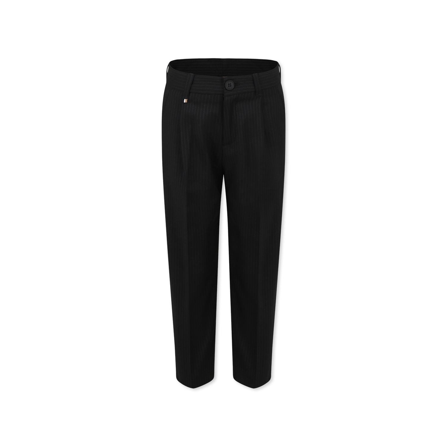 Hugo Boss Black Trousers For Boy With Logo In Black
