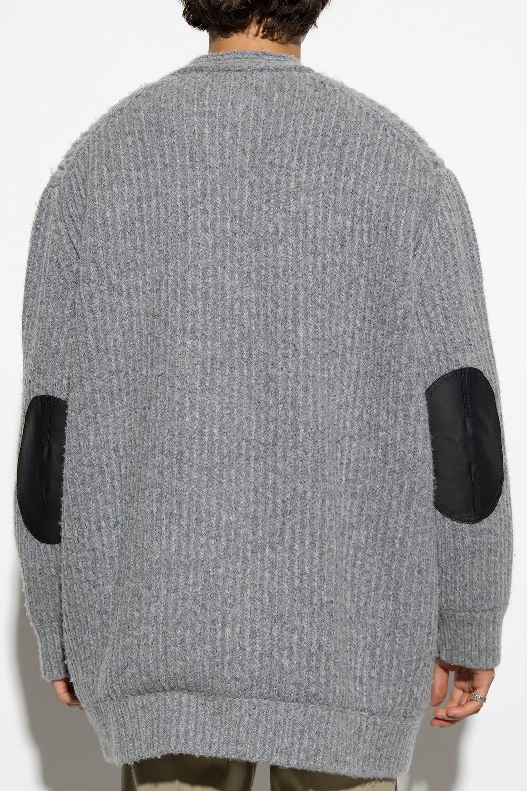 Bottega Veneta V-neck Knitted Cardigan In Mediumgrey