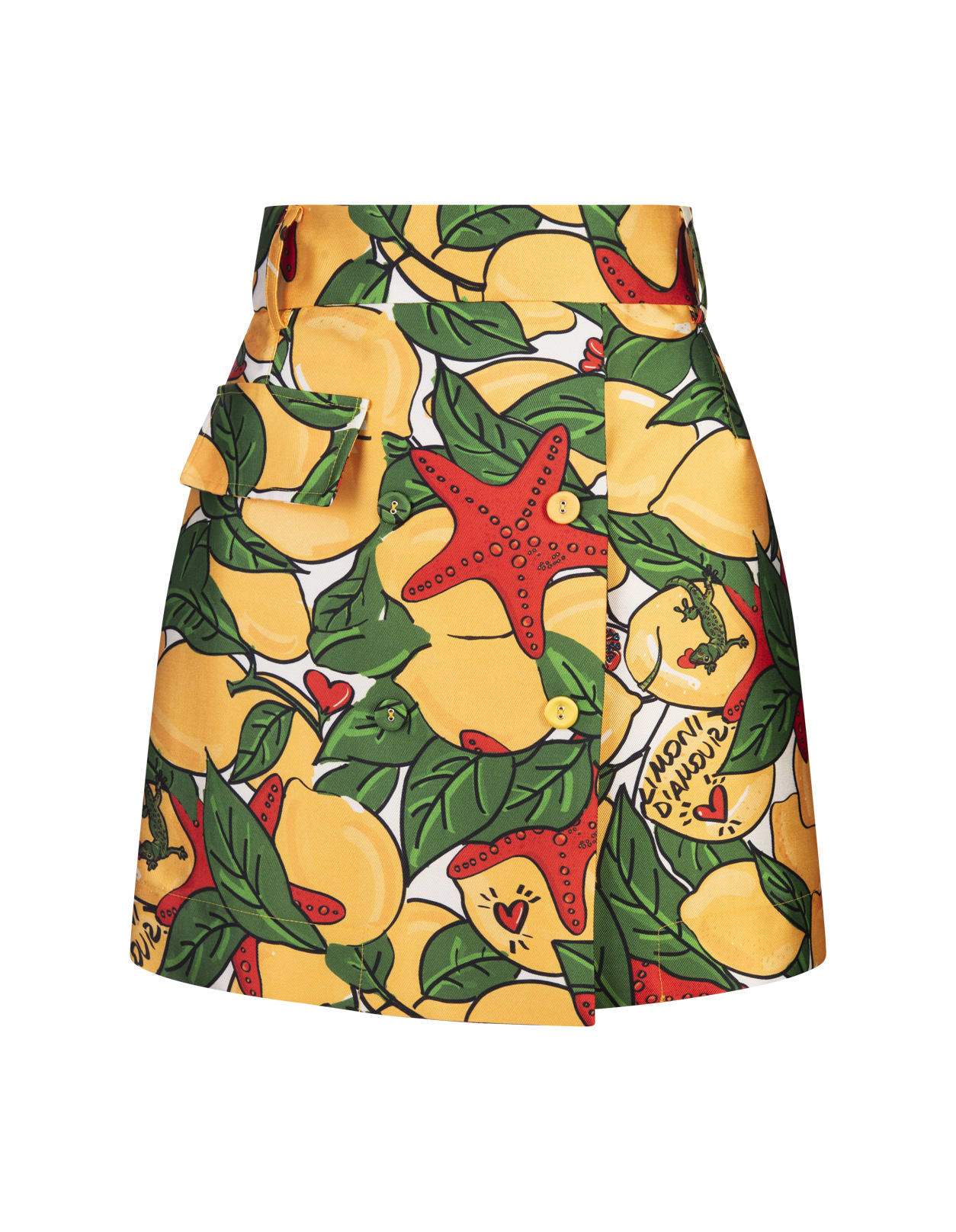 Alessandro Enriquez Short Skirt With Lemons Print In Green