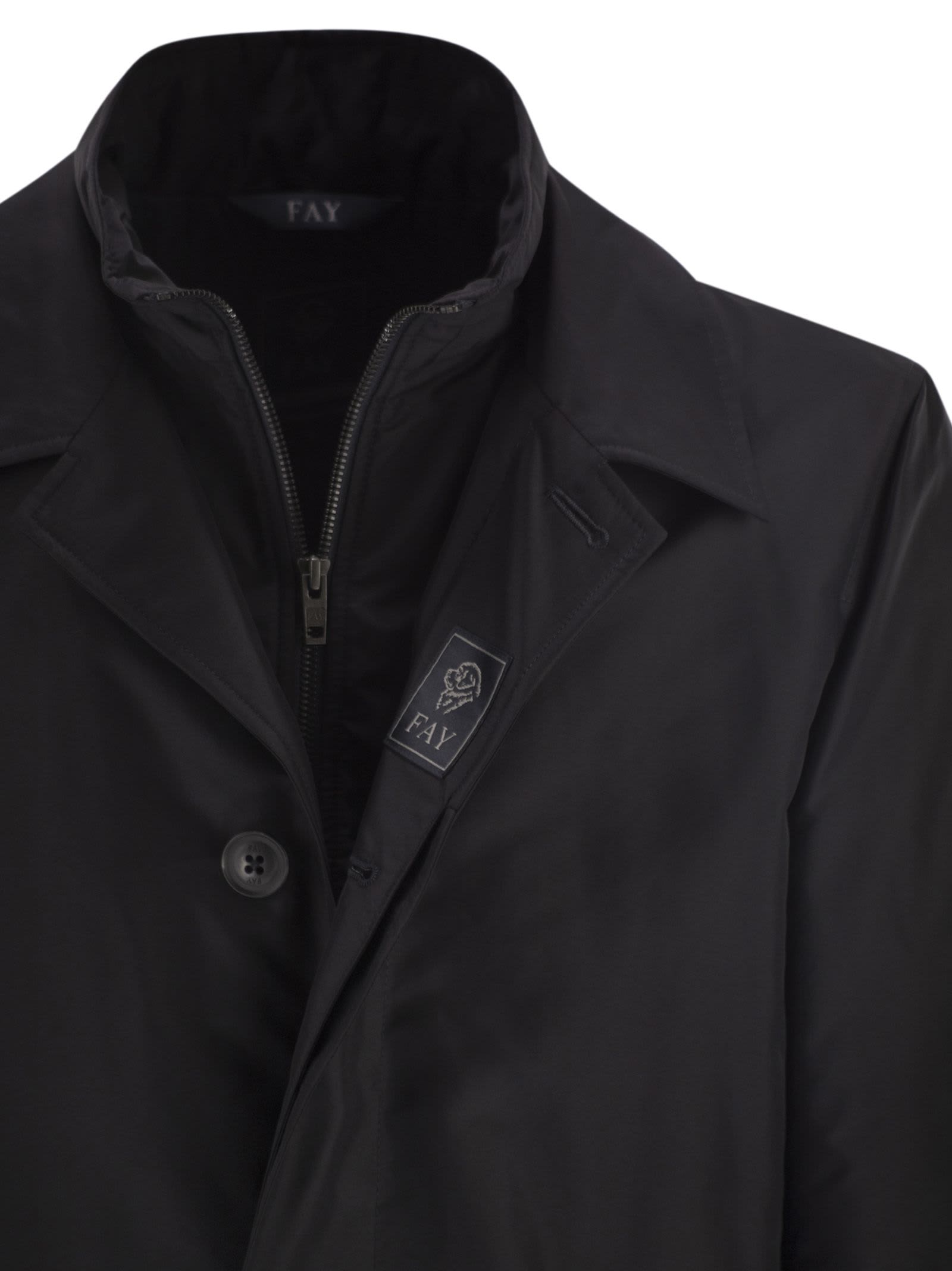 Fay Men Morning Coat In Technical Poplin In Black