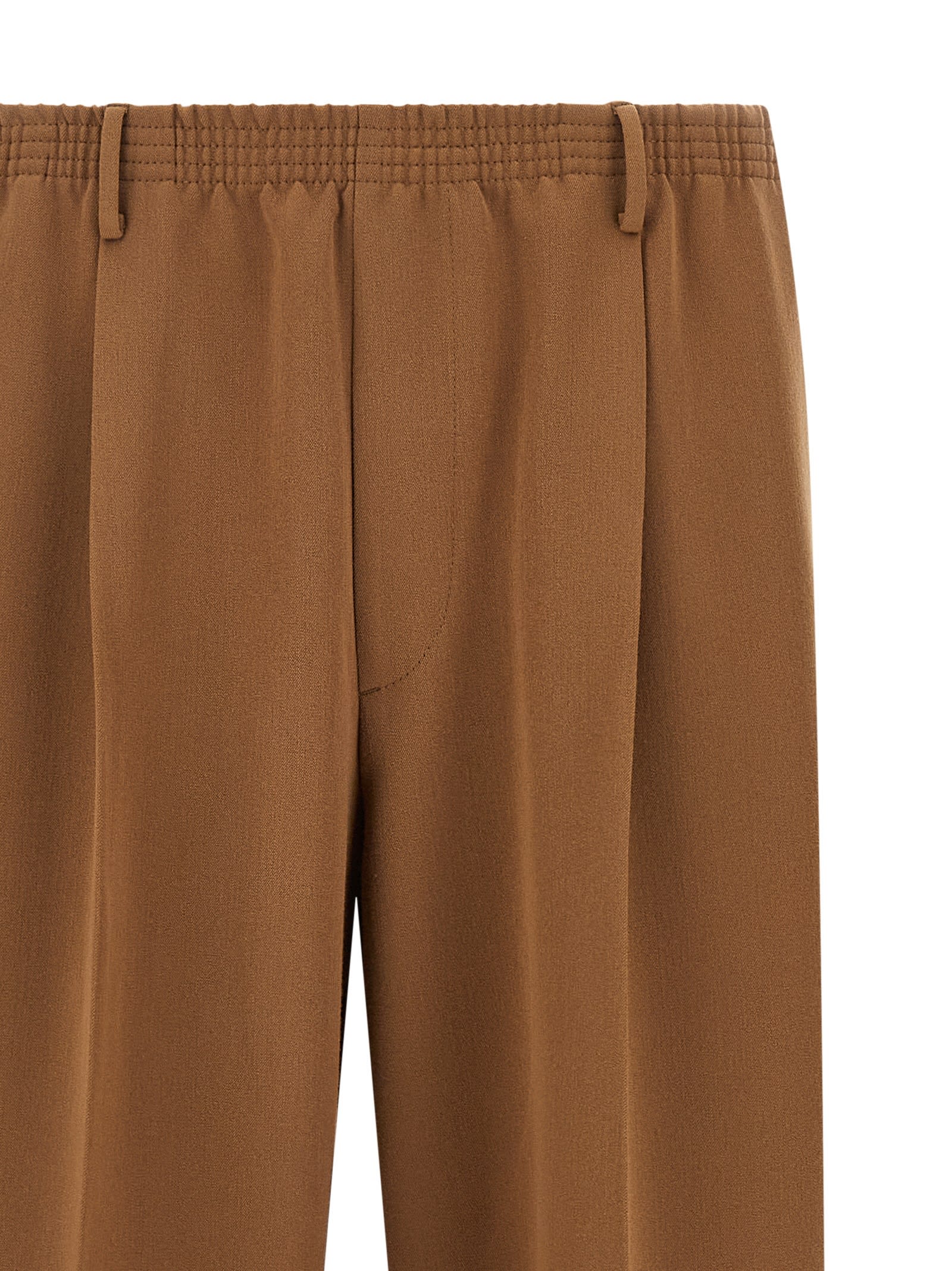 Cellar Door Pleated Elastic-waistband Trousers In Brown