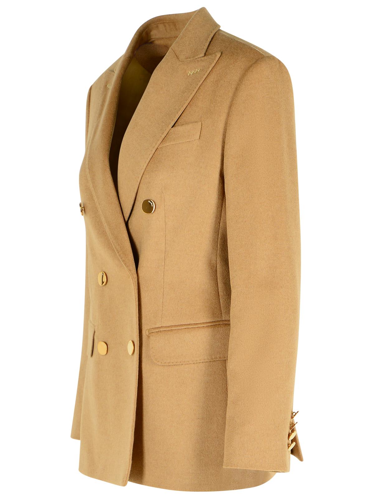 Max Mara Double-breasted Wool Jacket Back Vent In Brown
