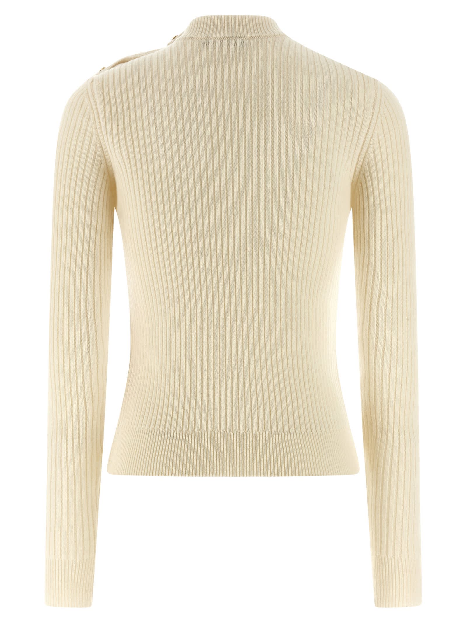 Balmain Ribbed Sweater Sweaters And Cardigans White In Neutral