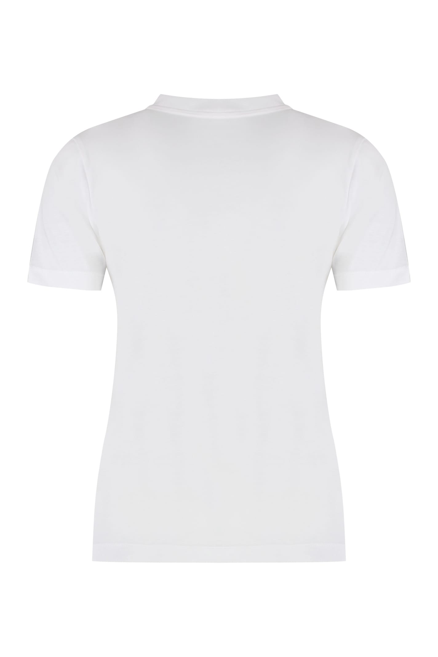 Shop Moncler Cotton Crew-neck T-shirt In White