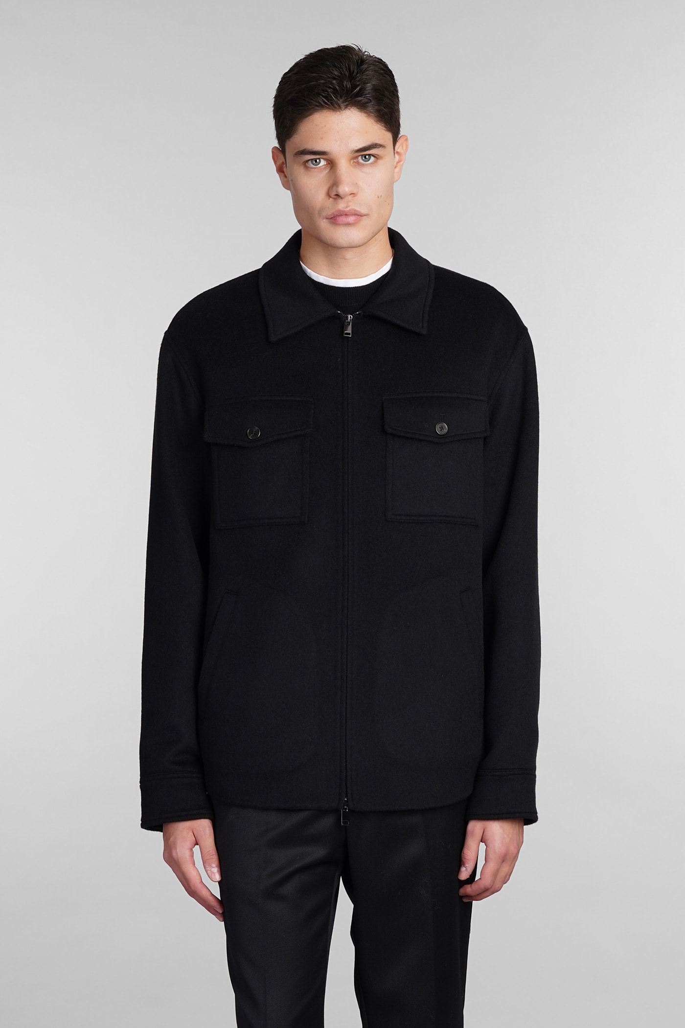 Casual Jacket In Black Wool