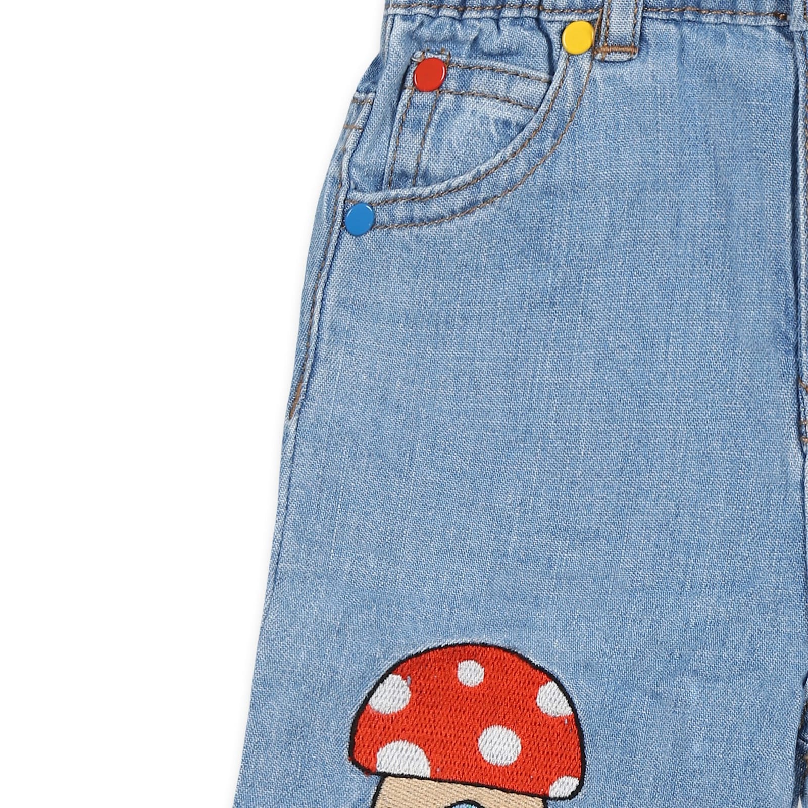 Stella Mccartney Blue Shorts For Baby Boy With Embroidery In Denim