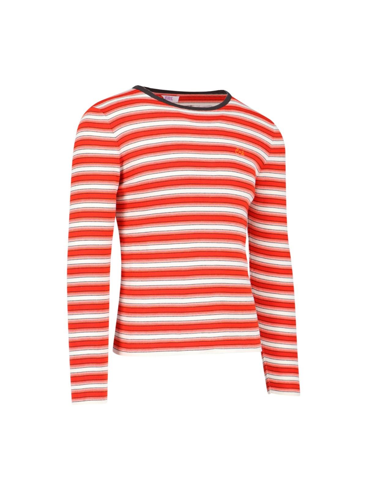 Shop Erl Striped T-shirt In Red
